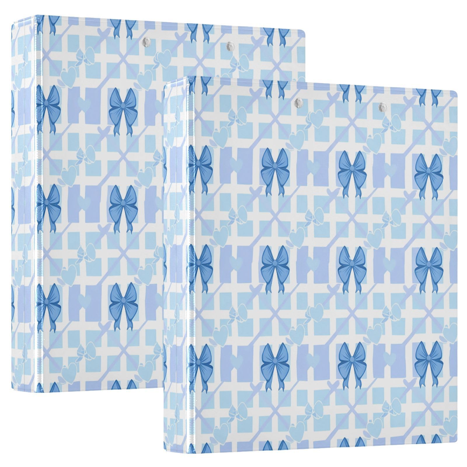 Raccoglitore ad anelli con 3 anelli, 3,8 cm, blu, decorativo, con clip in metallo, formato A4, organizer per casa e ufficio, confezione da 2