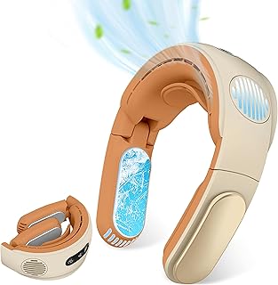 Kemolpo Portable Neck Cooling Fan Air Conditioner Fan with Semiconductor Cooler Hands Free Fan, 5000mAh Battery Rechargeable, 3 Speeds and Refrigeration, Fast Cooling Mini Fan for Home Office (Orange)