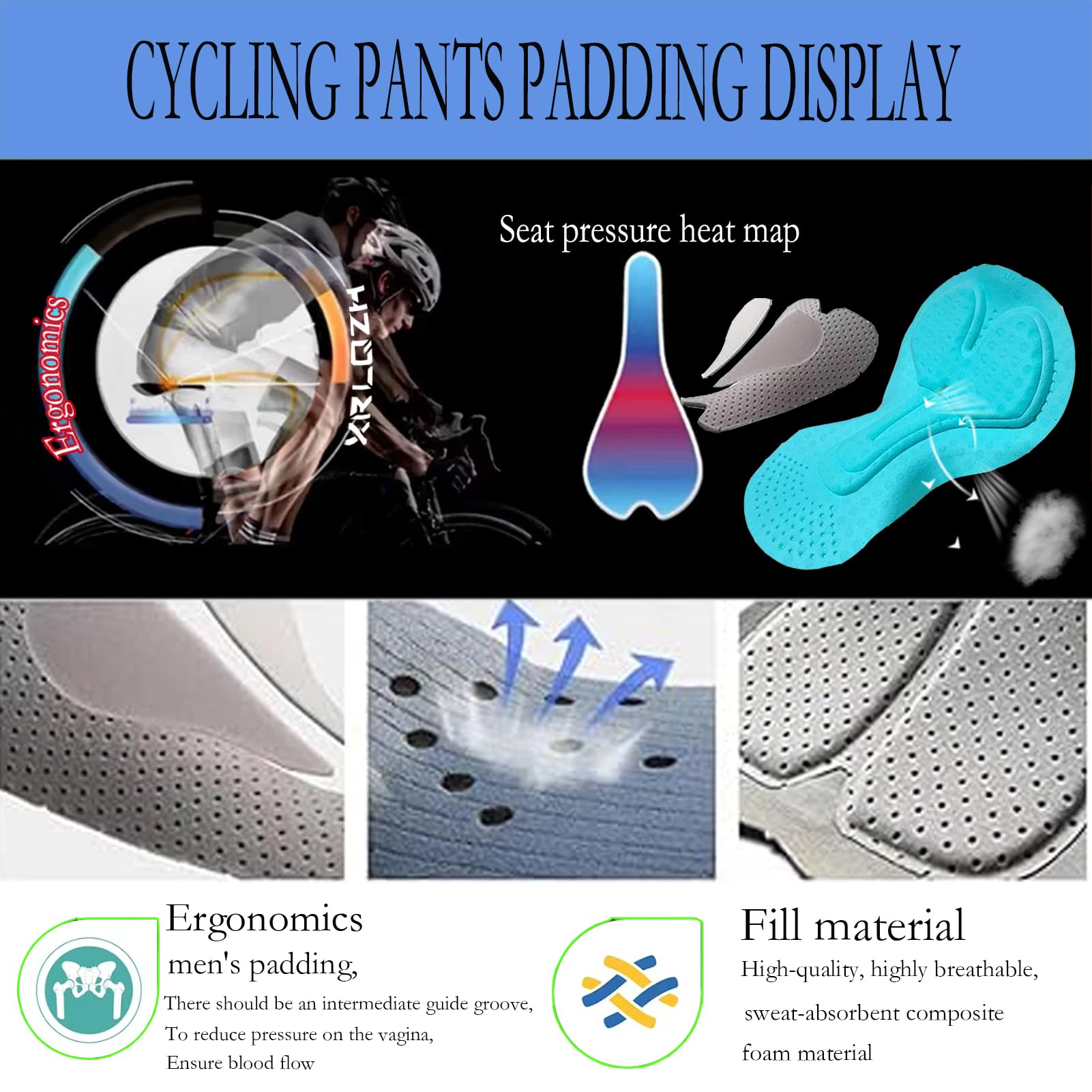 Homme Pantalons De Cycliste Cuissard,Thermique Windstopper Cuissard Long Hiver avec Bretelles Et Gel De Cyclisme Gel 9D Rembourré