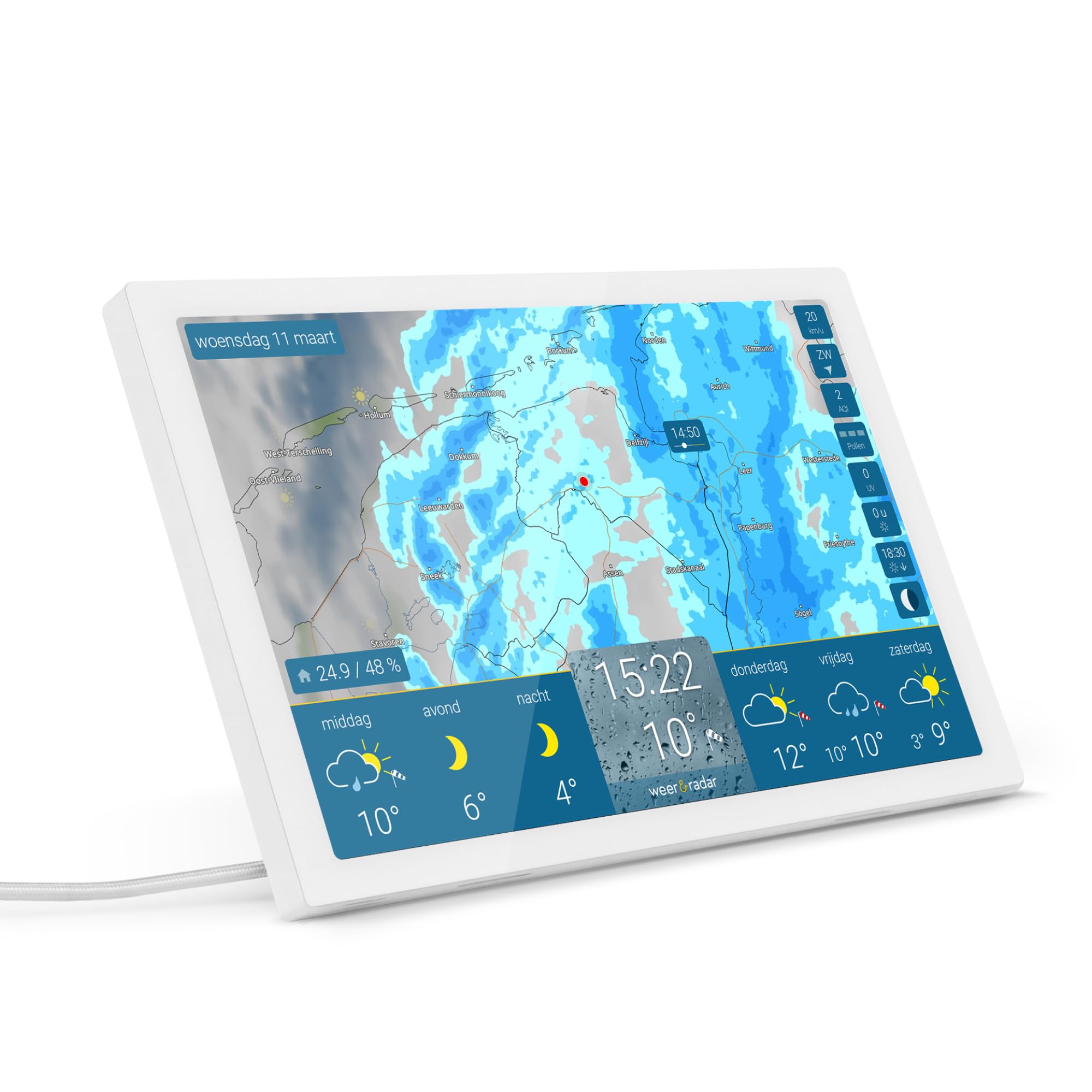 WetterOnline Wetterstation 11-Zoll Full-HD Display mit animiertem Radar