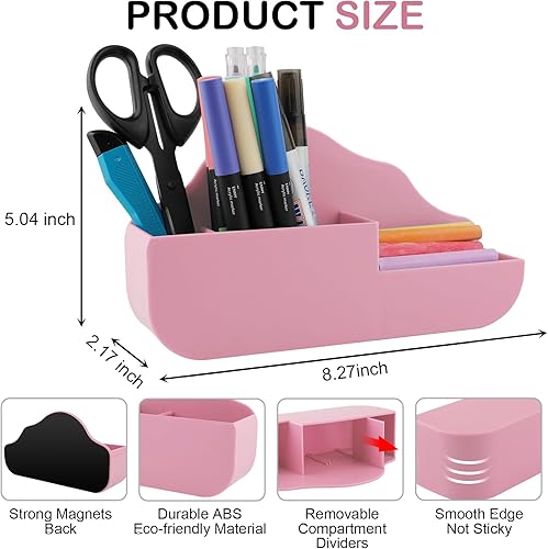 Miniatura 72 de Soporte magnético para bolígrafo, paquete de 2 soportes magnéticos de borrado en seco con compartimentos generosos, marcador de almacenamiento Verde