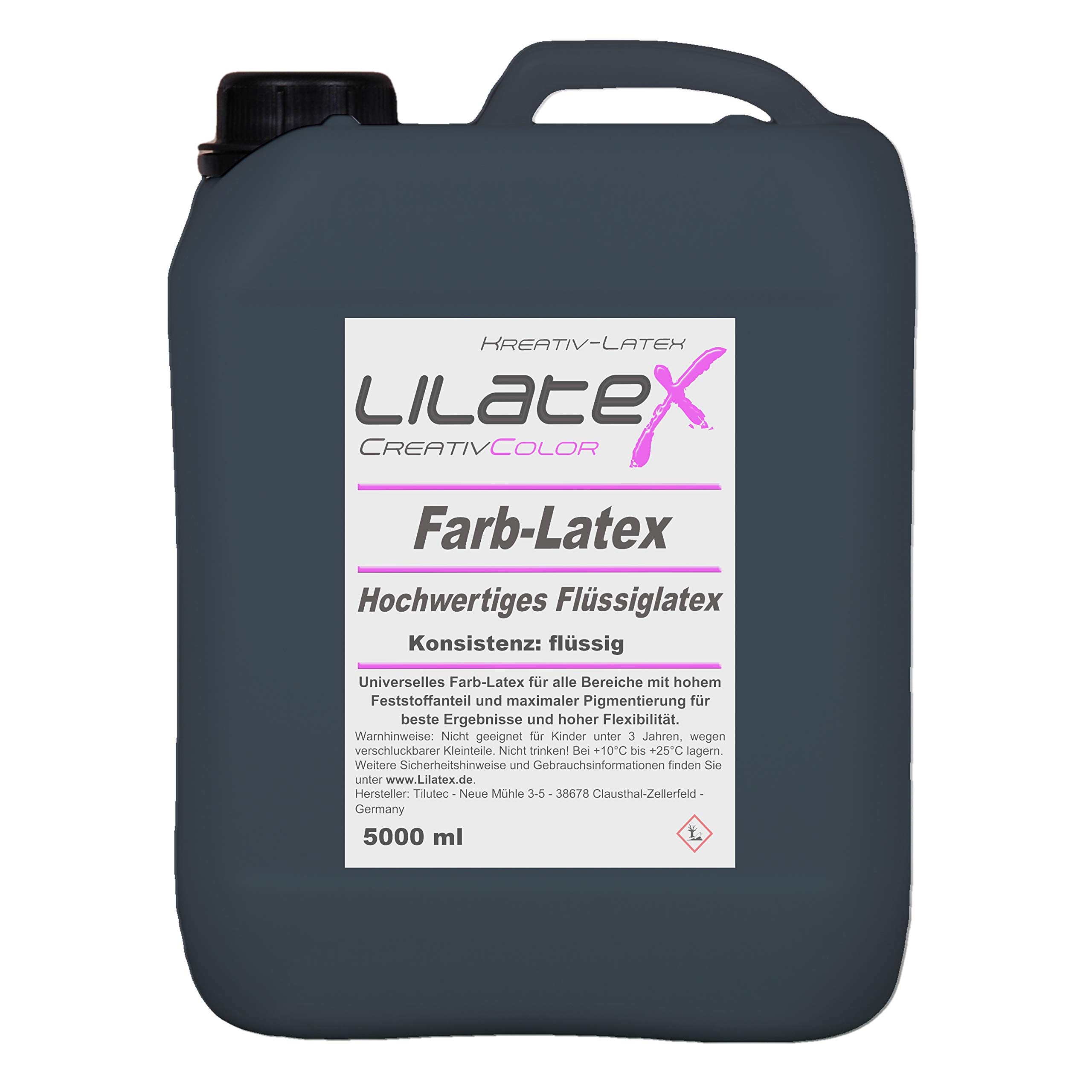 5 Liter Lilatex farbiges Flüssiglatex/Farblatex/Latexmilch - dünnflüssiges Naturlatex in ANTHRAZIT