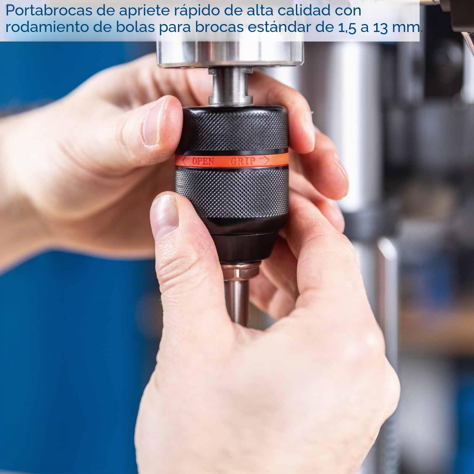 Scheppach - Taladro de columna TBM250Vario (600 W, mesa 198 x 194 mm, 450-2580 rpm, reclinable, mandril 1,5-13 mm, profundidad de perforación 60 mm)