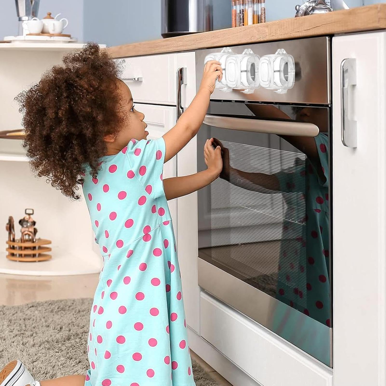 Protectores de Seguridad para Mandos de Cocina - 4 Piezas Bloqueo de Seguridad Resistente al Calor,Mandos de Cocina a Prueba de Niños - para Electrodomésticos de Horno Personas Mayores Niños Mu