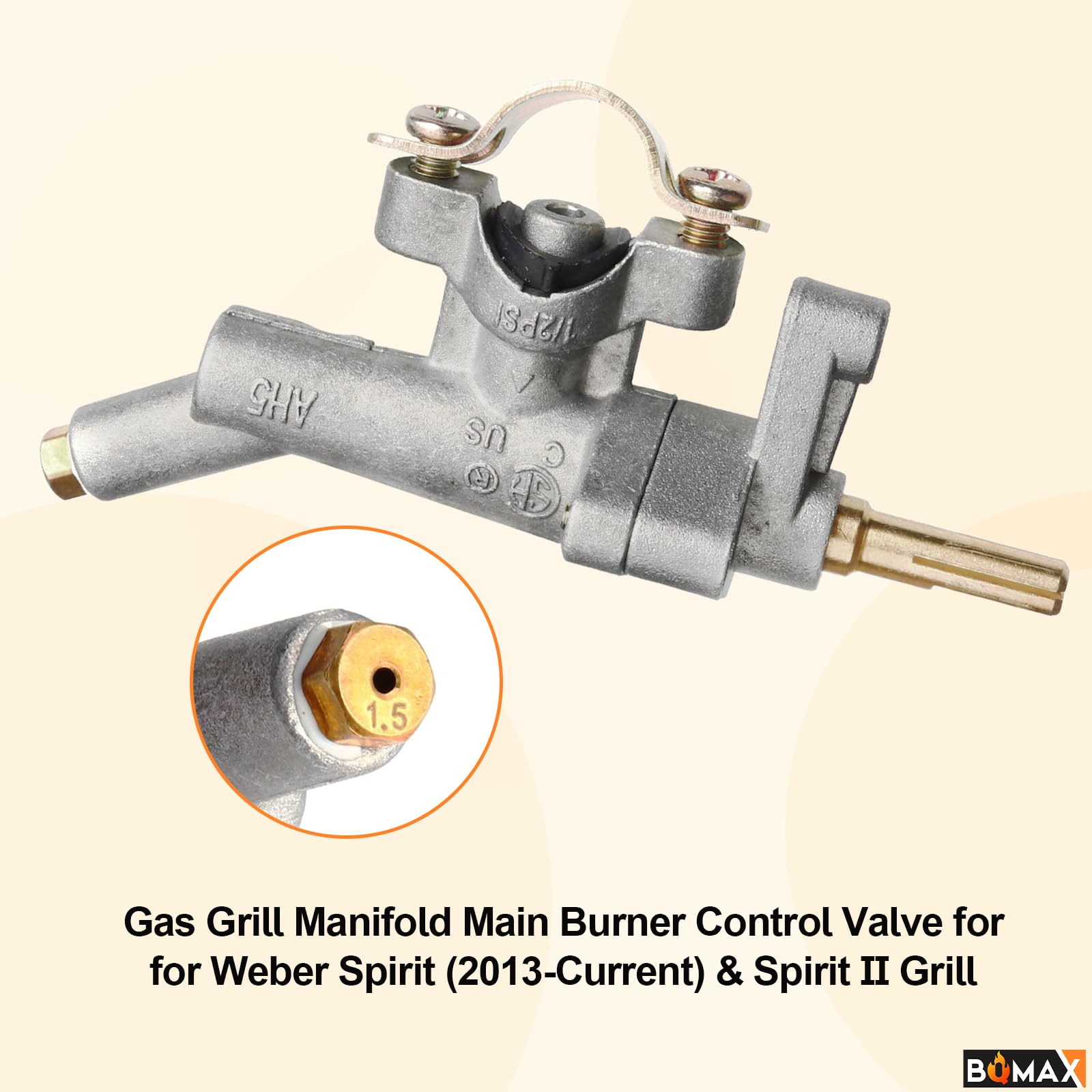 Vanne de commande de brûleur principal pour barbecue à gaz Weber Spirit E-210, E-310, E-315, pour barbecue à gaz Weber Spirit (2013-actuel) et Spirit II, gaz naturel (NG)