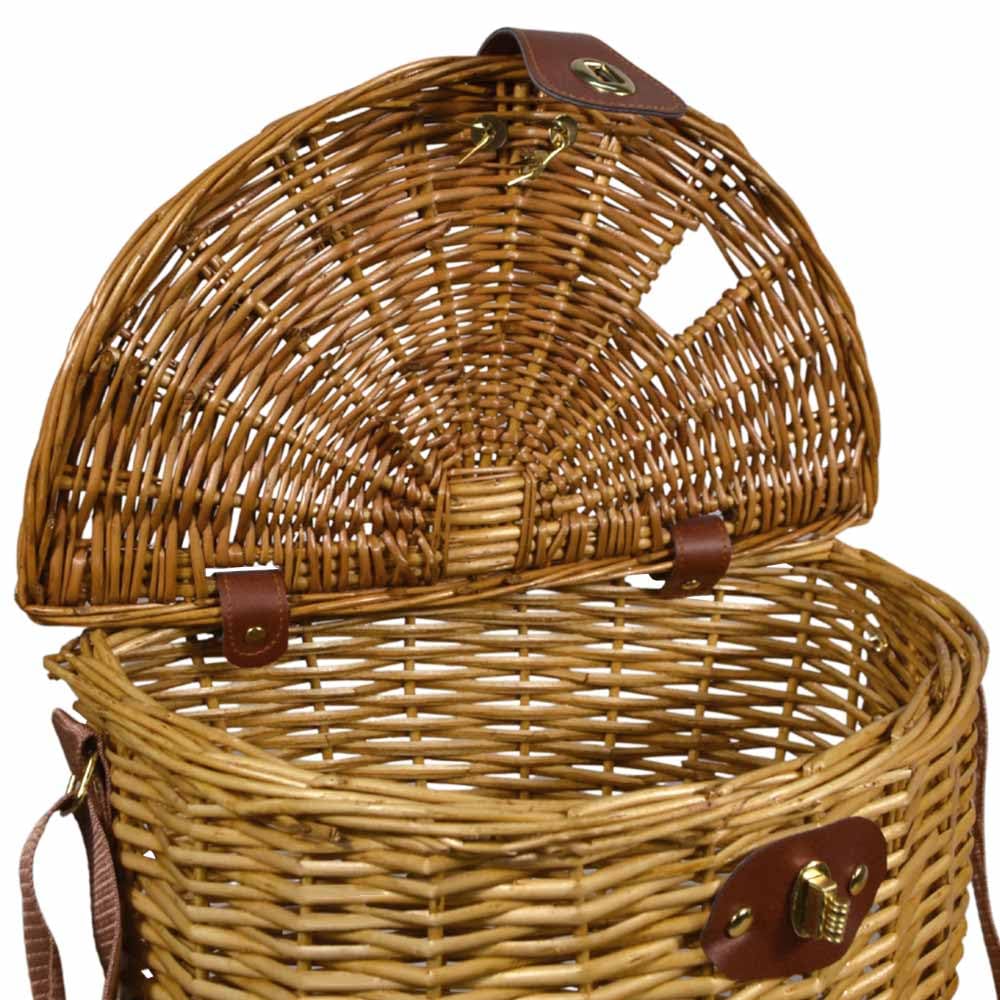 Cesto cestino Stive in vero Vimini con Coperchio e Tracolla 36 x 21 x h 30 cm