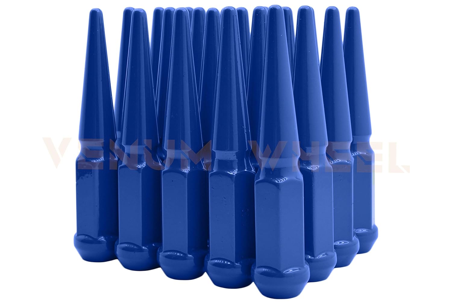 20 Pc Blue New Spike Lug Nuts M14x1.5 4.5" Tall Solid Spiked + Key Compatible