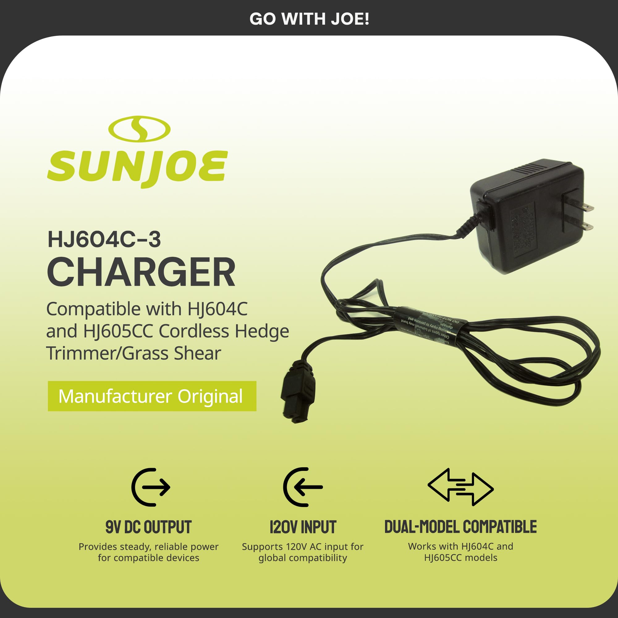 Amazon.com : Sun Joe HJ604C-CHRG Charger for HJ604C & HJ605CC