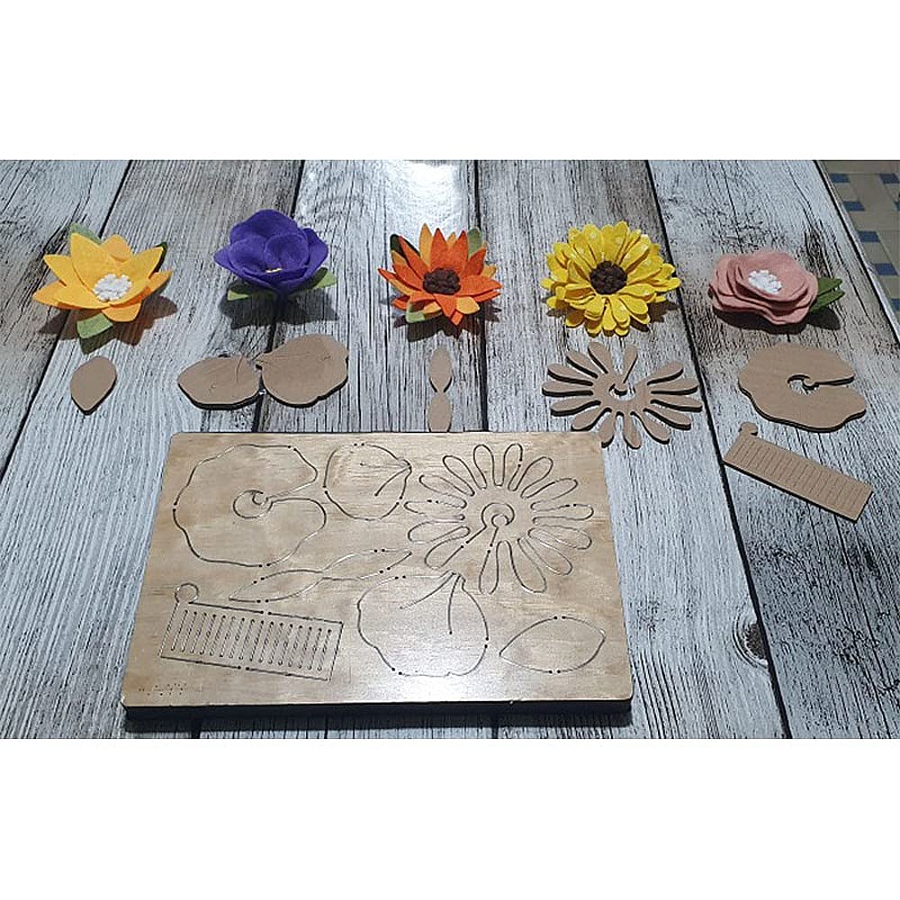 Leathercraft szablony wzory wykrojnik ręczny narzędzie do dziurkowania z drewnianą podstawą dla majsterkowiczów skóra - 7 wzorów kwiatów w jednym