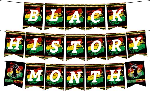 Decoraciones colgantes del mes de la historia negra, pancarta afroamericana, suministros de fiesta del mes de la historia negra, guirnalda de fiesta