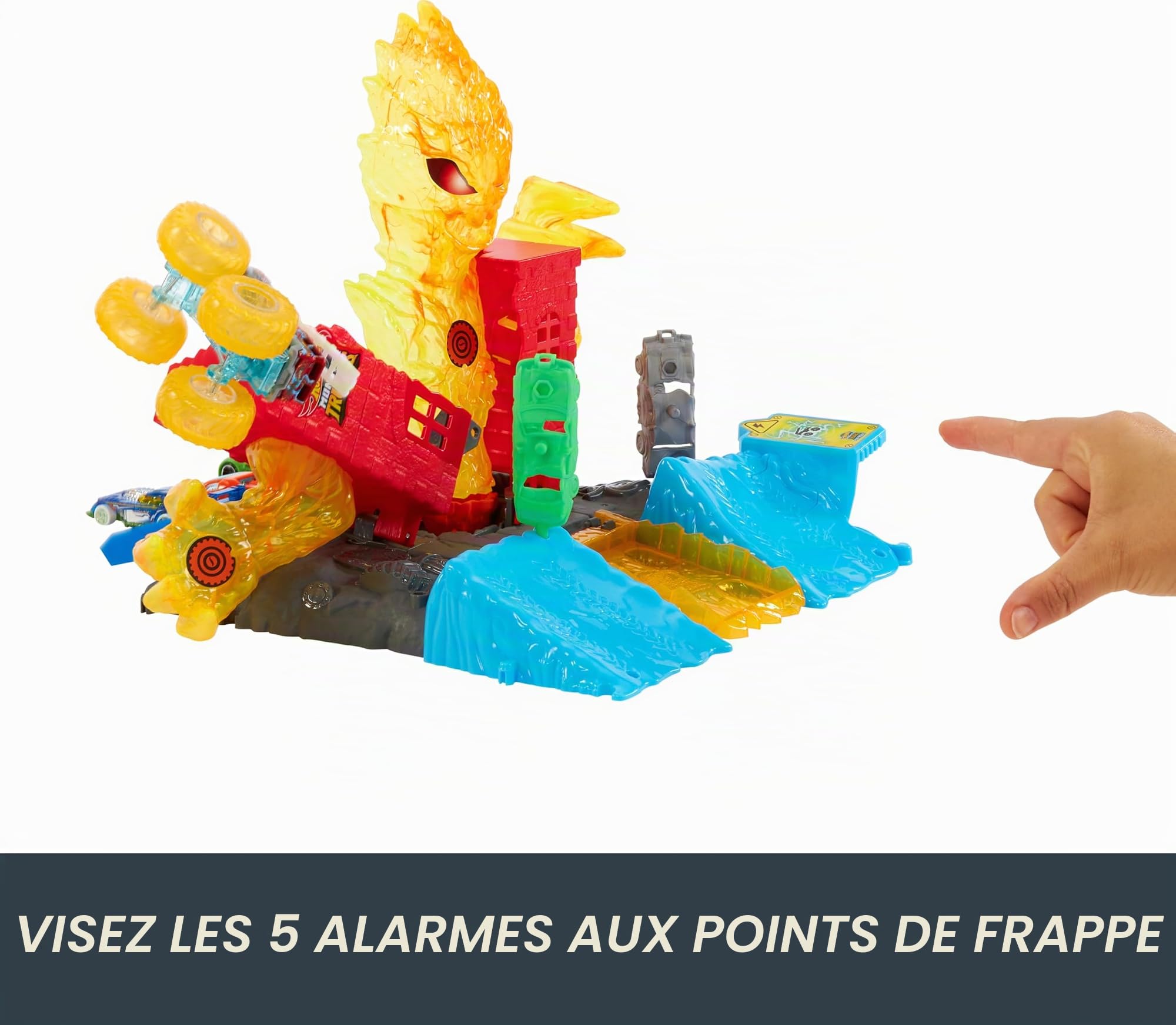Hot Wheels Monster Trucks Arena Smashers demi-finale, Coffret connectable avec 1 Monster Trucks Hot Wheels® et 2 voitures à écraser, HTP39