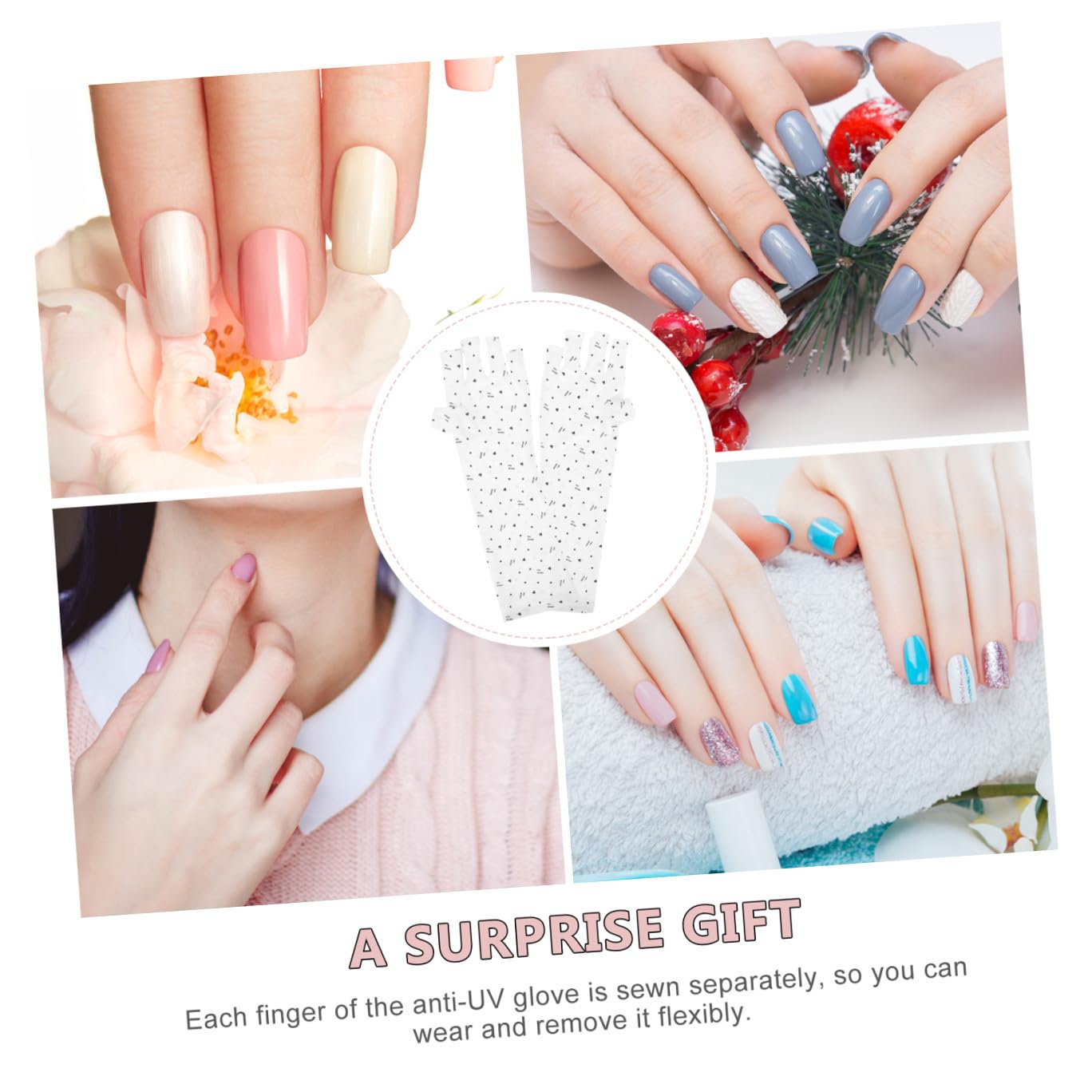 10 Pares Guantes De Uñas Gel Constructor Uñas Luz Ultravioleta Perder Anti-ultravioleta Poliéster