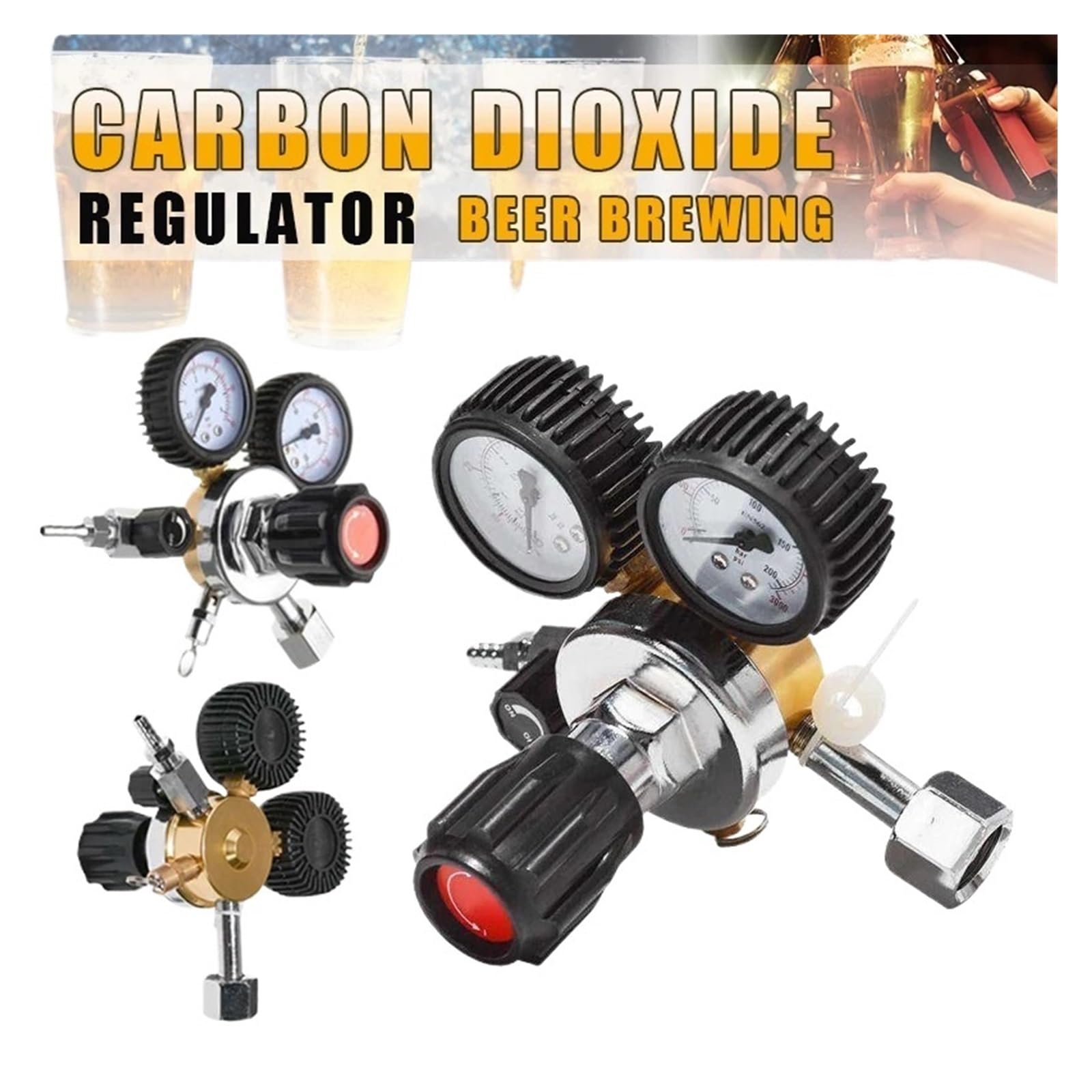 Regulador de Botella de Gas CO2, reguladores de CO2 y dióxido de Carbono, Reductor for Bebidas, Cerveza, regulador de Doble Calibre W21.8