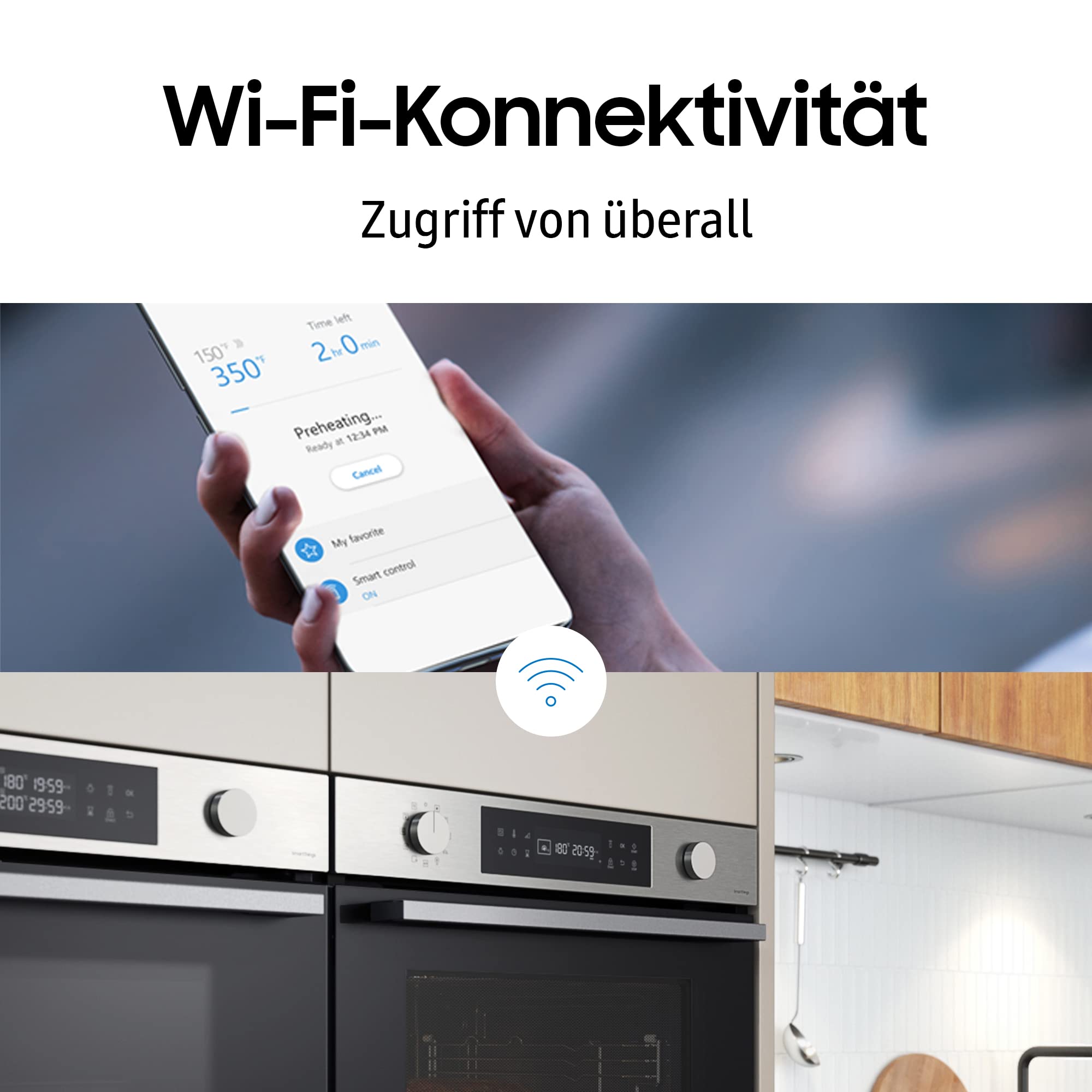 Samsung Kompaktofen mit Mikrowelle NQ5B4553FBK/U1, 45 cm, 50 ℓ, WiFi, SmartThings Cooking, 20 Automatikprogramme, Schwarz