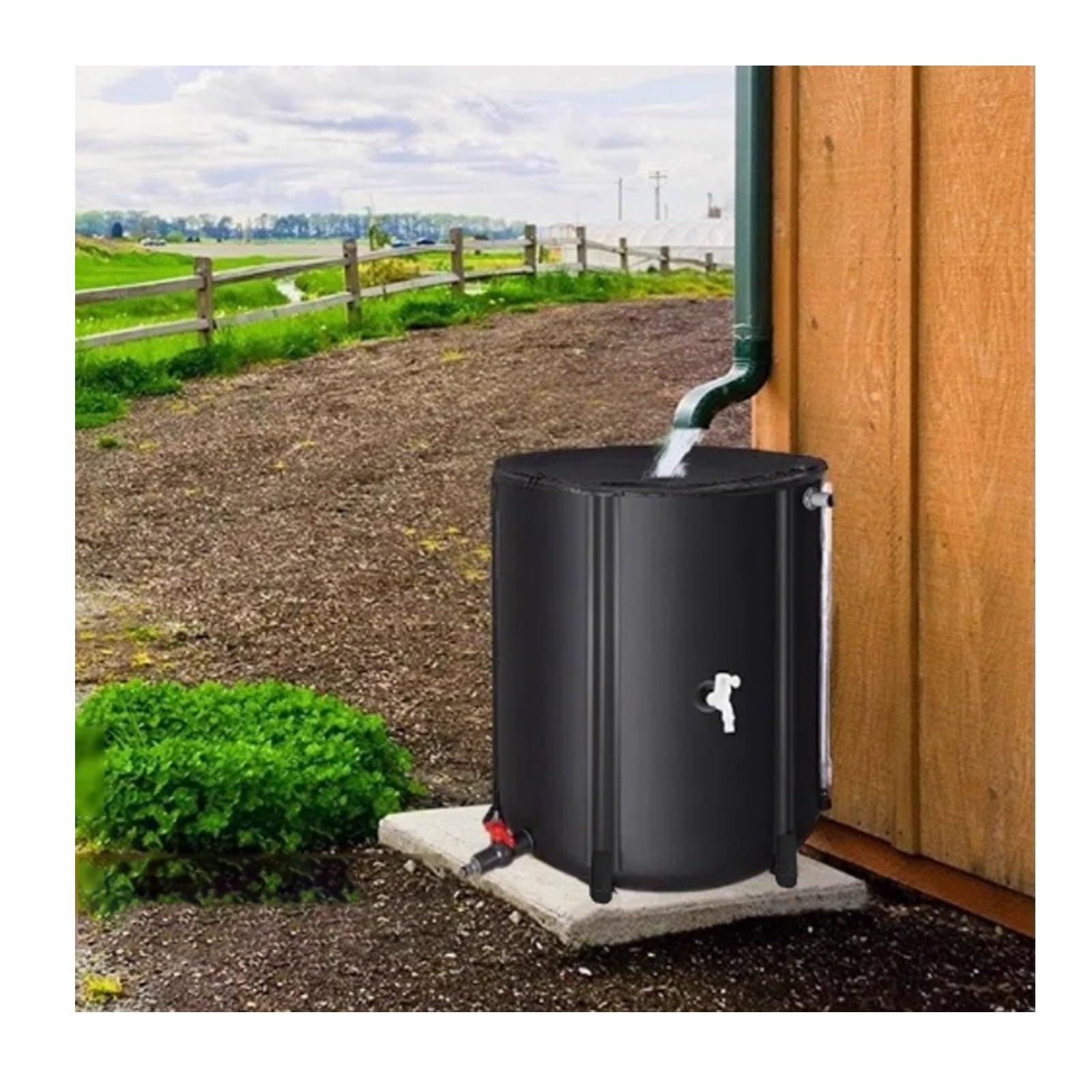 Sistema portátil de recolección de Agua de Lluvia de 1000 l. Barril Plegable para Almacenamiento de Agua para riego de Jardines. Solución para recolección de Agua de Lluvia.