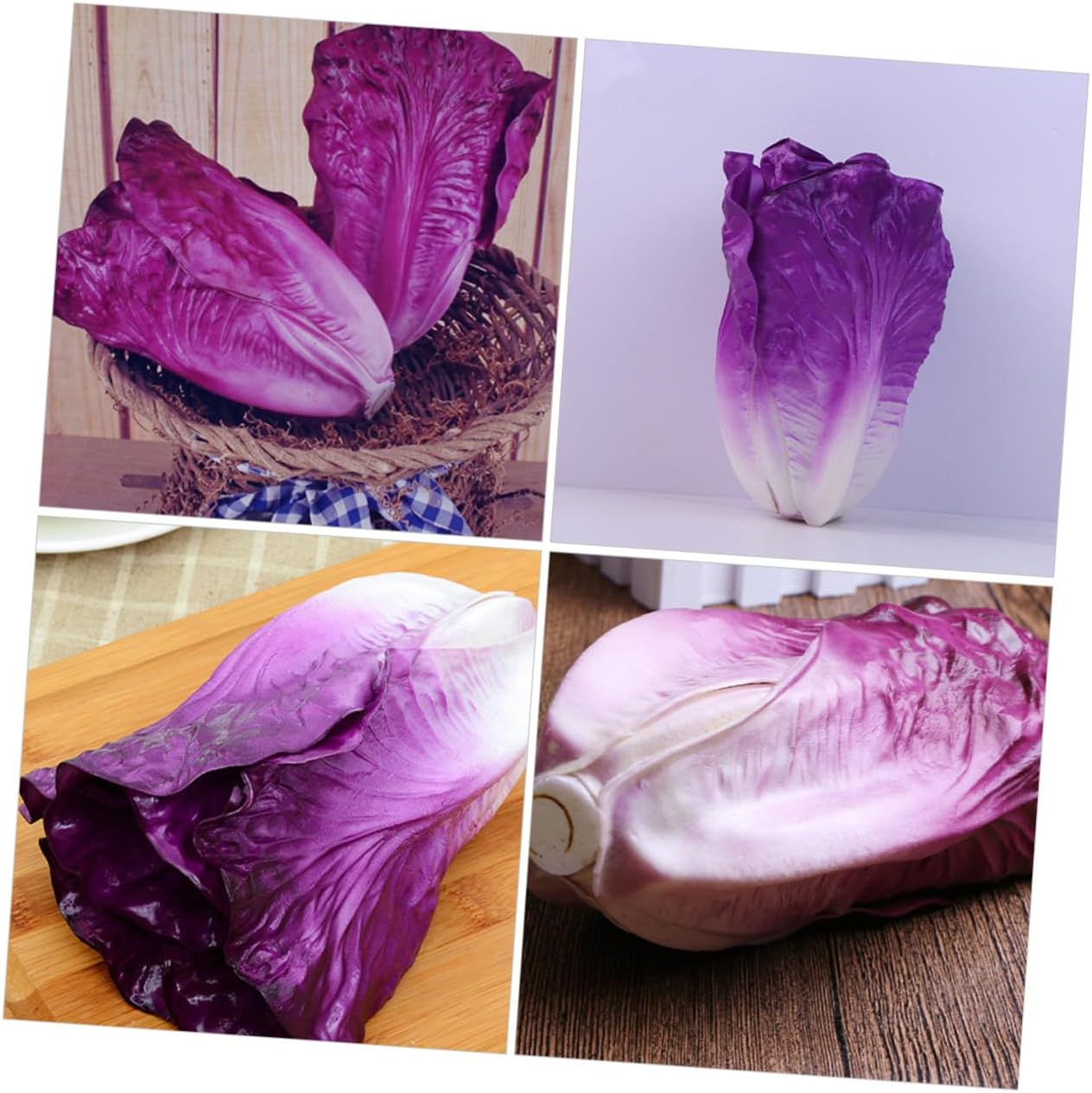 2pcs Artificial Lettuce Model PU Simulation Vegetable Decor Lifelike Fake Lettuce Prop for Kindergarten Teaching Photo Props Home Party Display