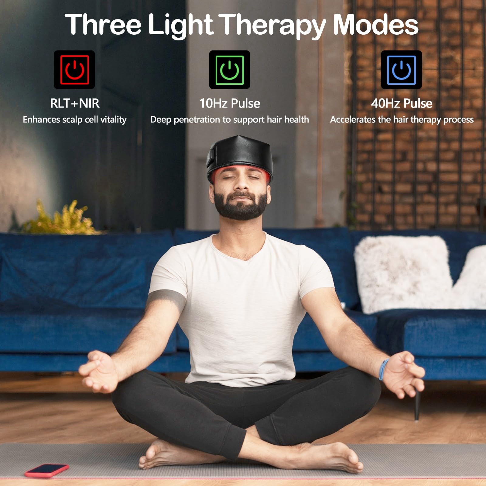 Gorra de Terapia de Luz Roja de Cuero Mejorada, 120 LED 660 nm y 850 nm, Batería 1800 mAh USB-C, Gorra LED para el Cuidado del Cuero Cabelludo y Cabello Fino