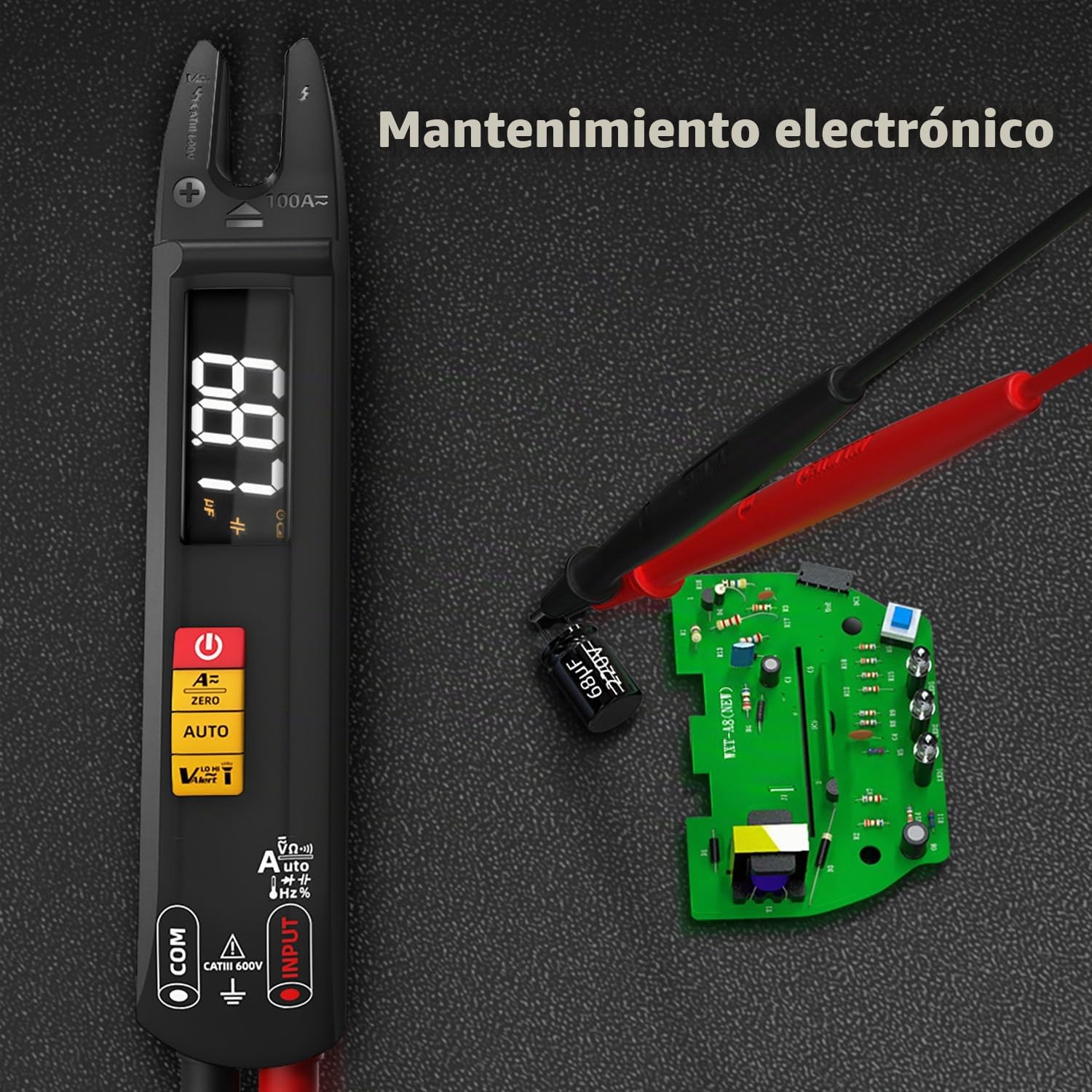 BSIDE U1 Multímetro Digital Inteligente Pinza Amperimétrica Abierta DC AC 6000 Cuentas, Mini y Recargable, Comprobador Automático de Voltaje Corriente Ohm Continuidad, Tester Capacidad Diodo NCV Hz