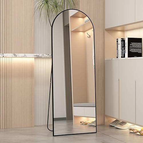 Miniatura 3 de Espejo arqueado de longitud completa de 64 x 21 pulgadas, con soporte, espejo grande de cuerpo completo, para colgar o apoyarse contra la pared
