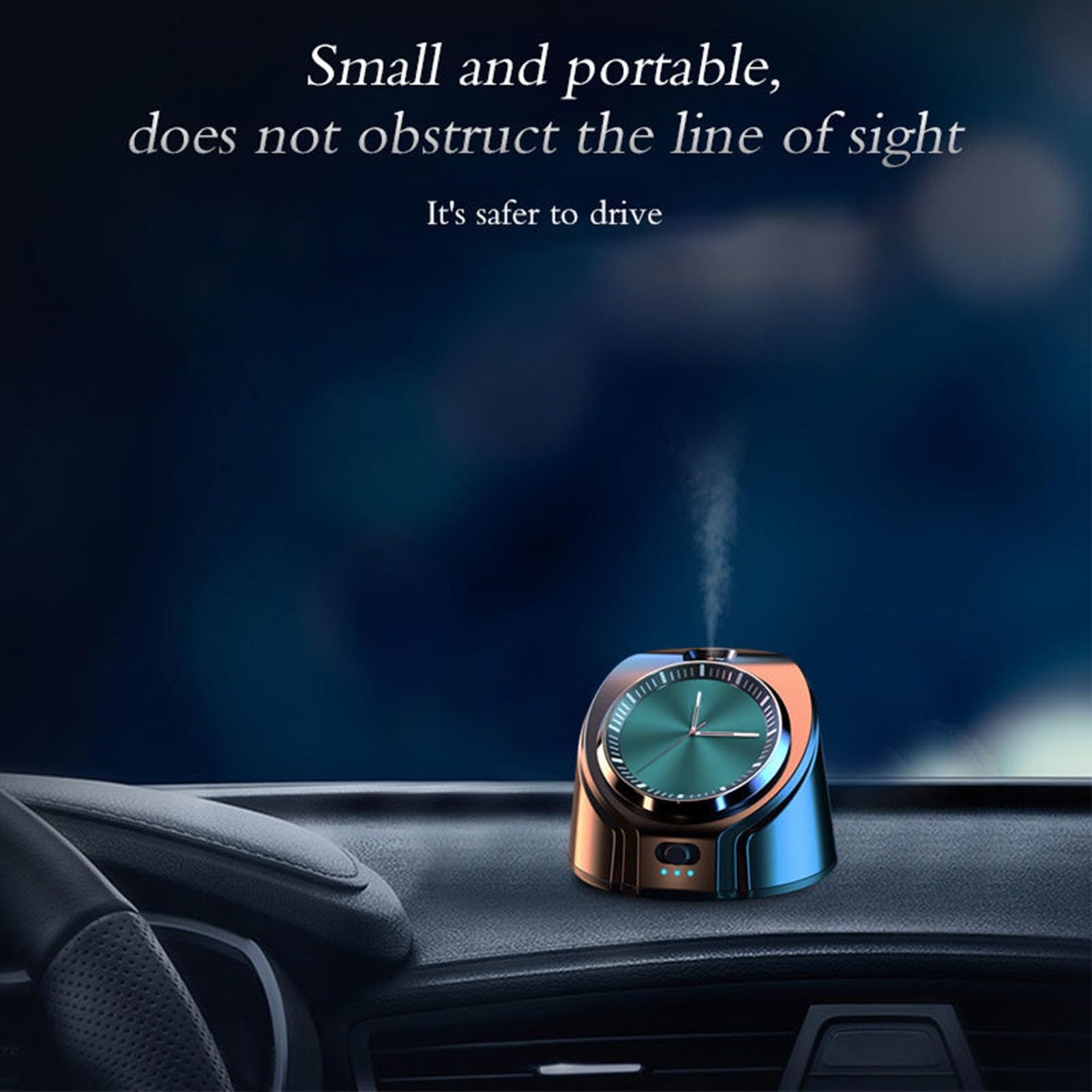 Difusor sin Agua para Aceites Esenciales, Difusor de Aceite Esencial con Pilas, Difusor de Coche con Reloj, Ambientador de Aire Inteligente Inalámbrico, Difusor de Aromaterapia