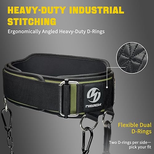 Miniatura 6 de Cinturón de levantamiento de pesas 2 en 1 y cinturón de inmersión con cadena de acero de 41 pulgadas, diseño de doble capa, cinturón de gimnasio de