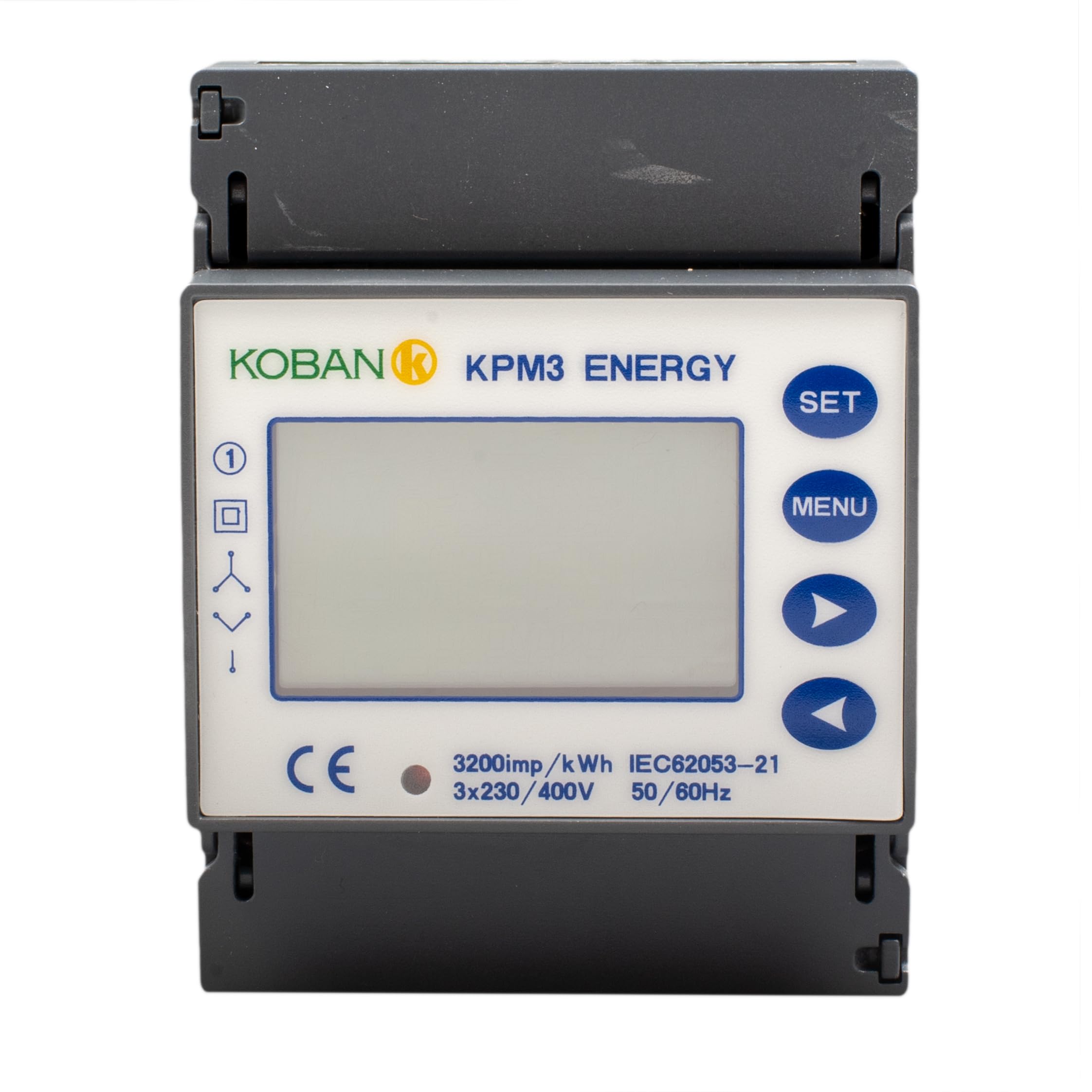 KOBAN KPM3 ENERGY SMART – Dreiphasen-Energieverbrauchsmesser Mit LCD, DIN-Schiene, RS485, Misst Spannung, Strom, Frequenz & Leistung