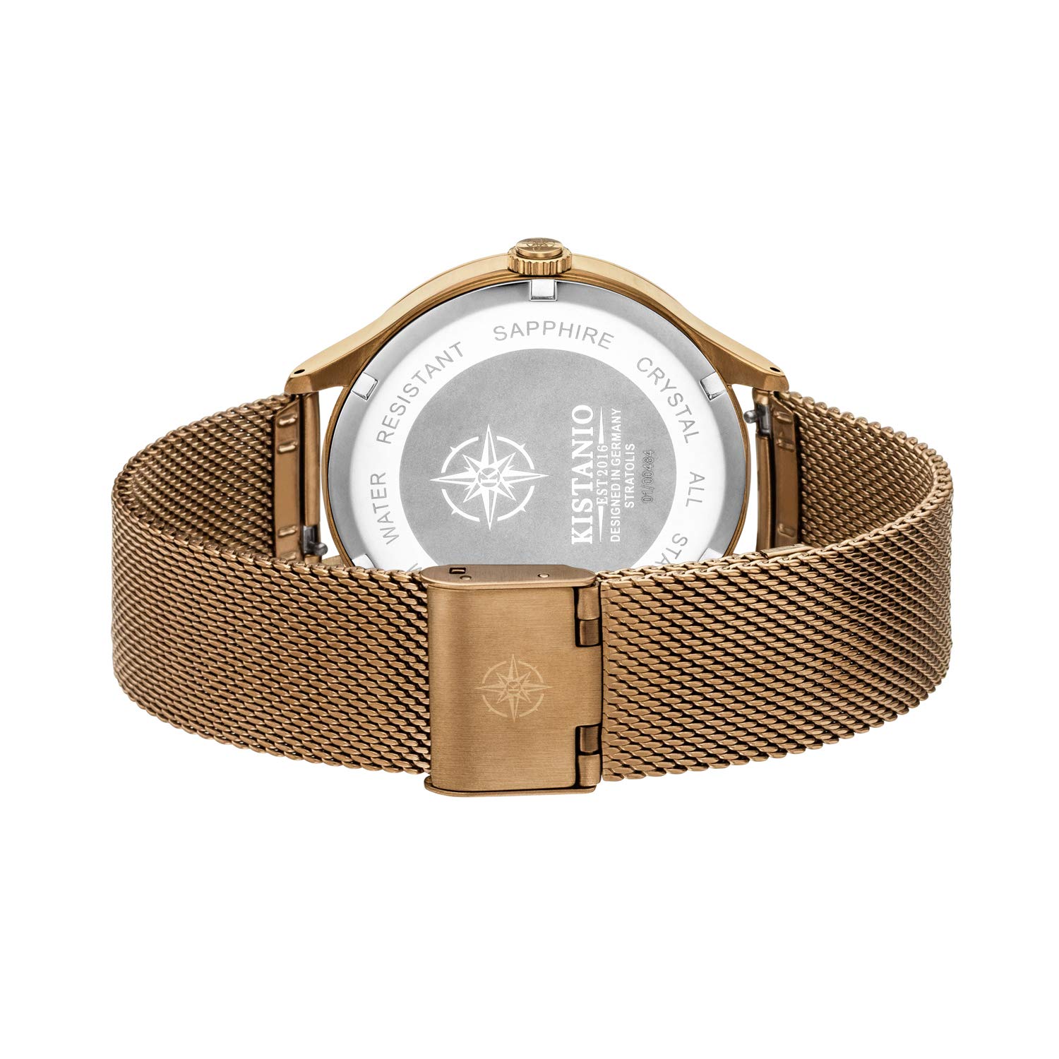 KIS-STR-40-123 - Orologio da uomo Stratolis in vetro zaffiro e mesh blu con cinturino in maglia Milanese