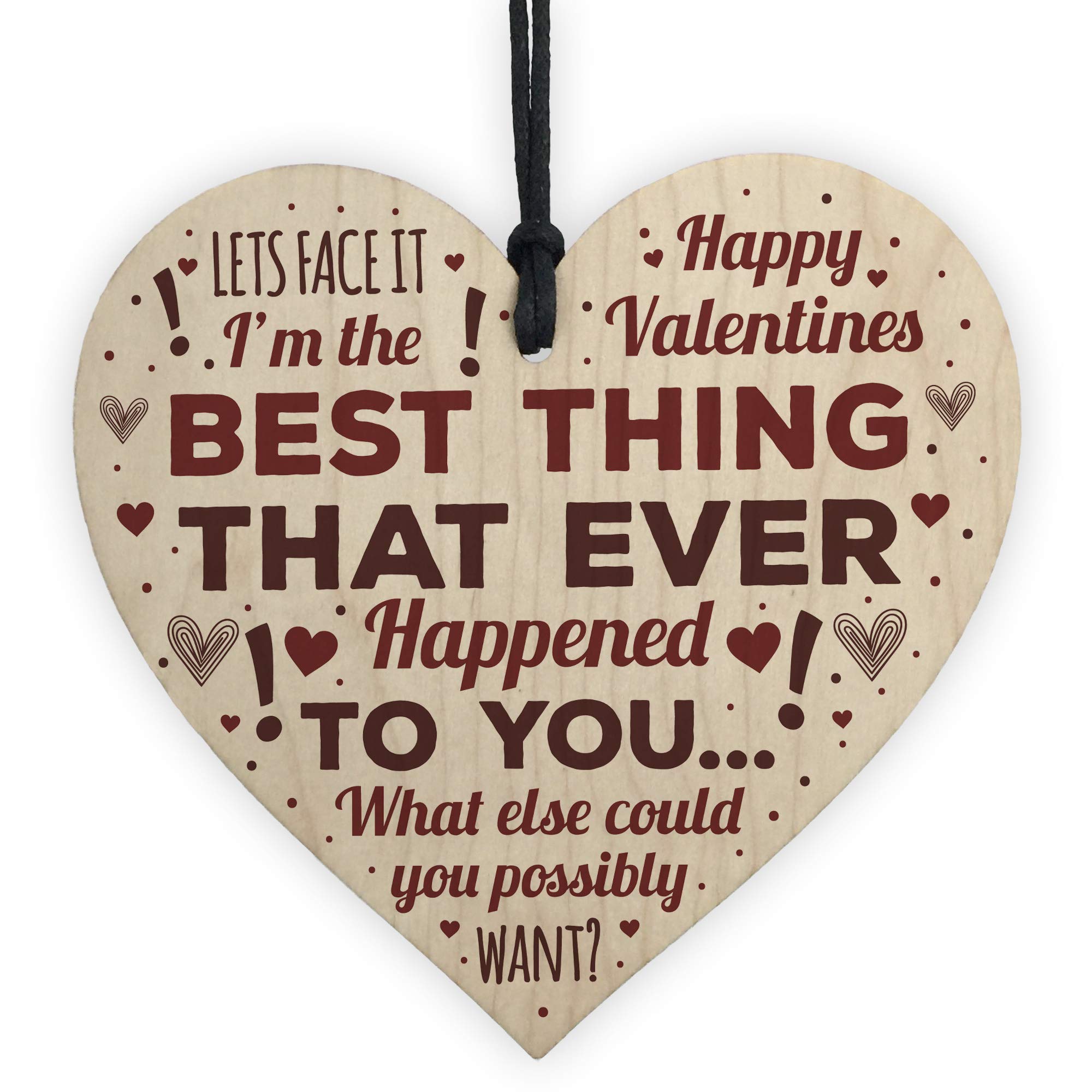 Red Ocean Funny Happy Valentines Gift Wooden Heart Plaque Novelty Cheeky Gift For Boyfriend Girlfriend Wife Husband Keepsake