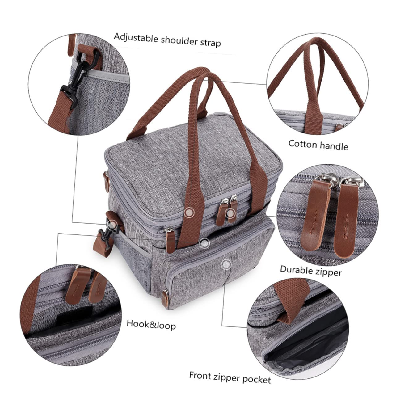Cabilock Wasserdichte Lunchtasche Tragbare Bento-tasche aus Hochwertigem mit Netztaschen an Beiden Seiten für Outdoor-gebrauch Bietet Ausreichend Platz für Brotdose Snacks und Obst