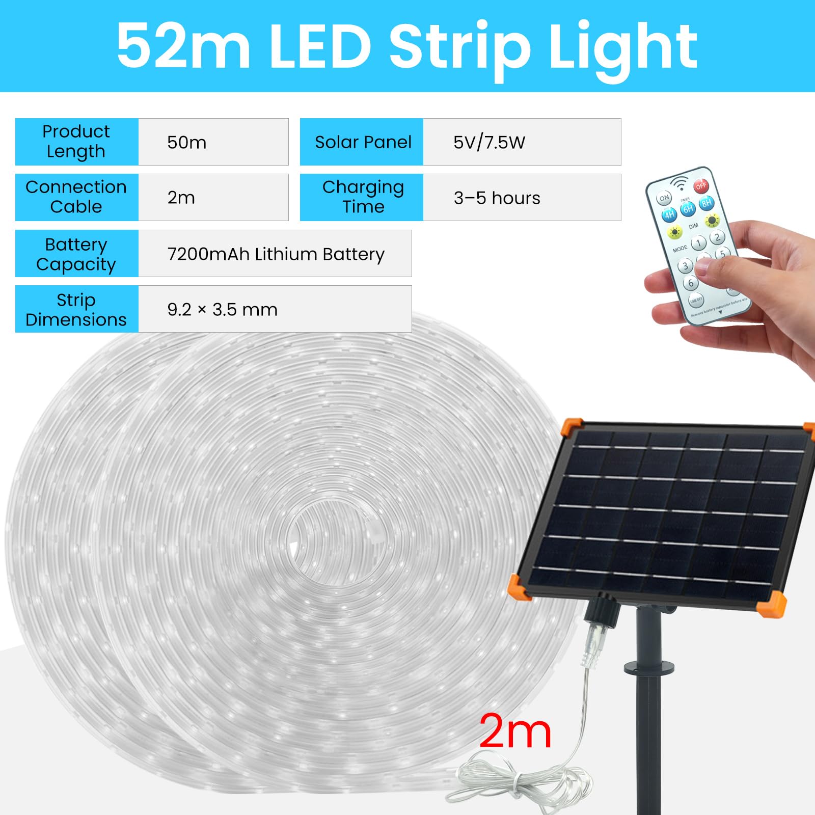 KISUFU Guirlande Solaire Exterieur, 2835 30M 1920 LEDs Lumineuse Étanche, 8 Modes Guirlande Lumineuse Exterieure Solaire Ruban LED Light Strip Pour Clôture Jardin Balcon Décoration.