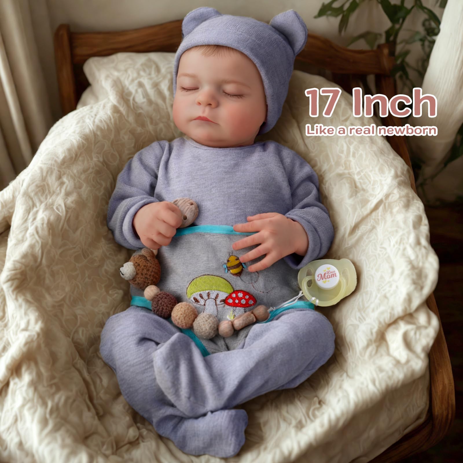 JIZHI Bambino Reborn Maschio - 20 Pollici Lavabili Bambole per Bambina | Bambola Reborn corpo in Vinile - Addormentato Neonato Realistico Occhi Chiusi