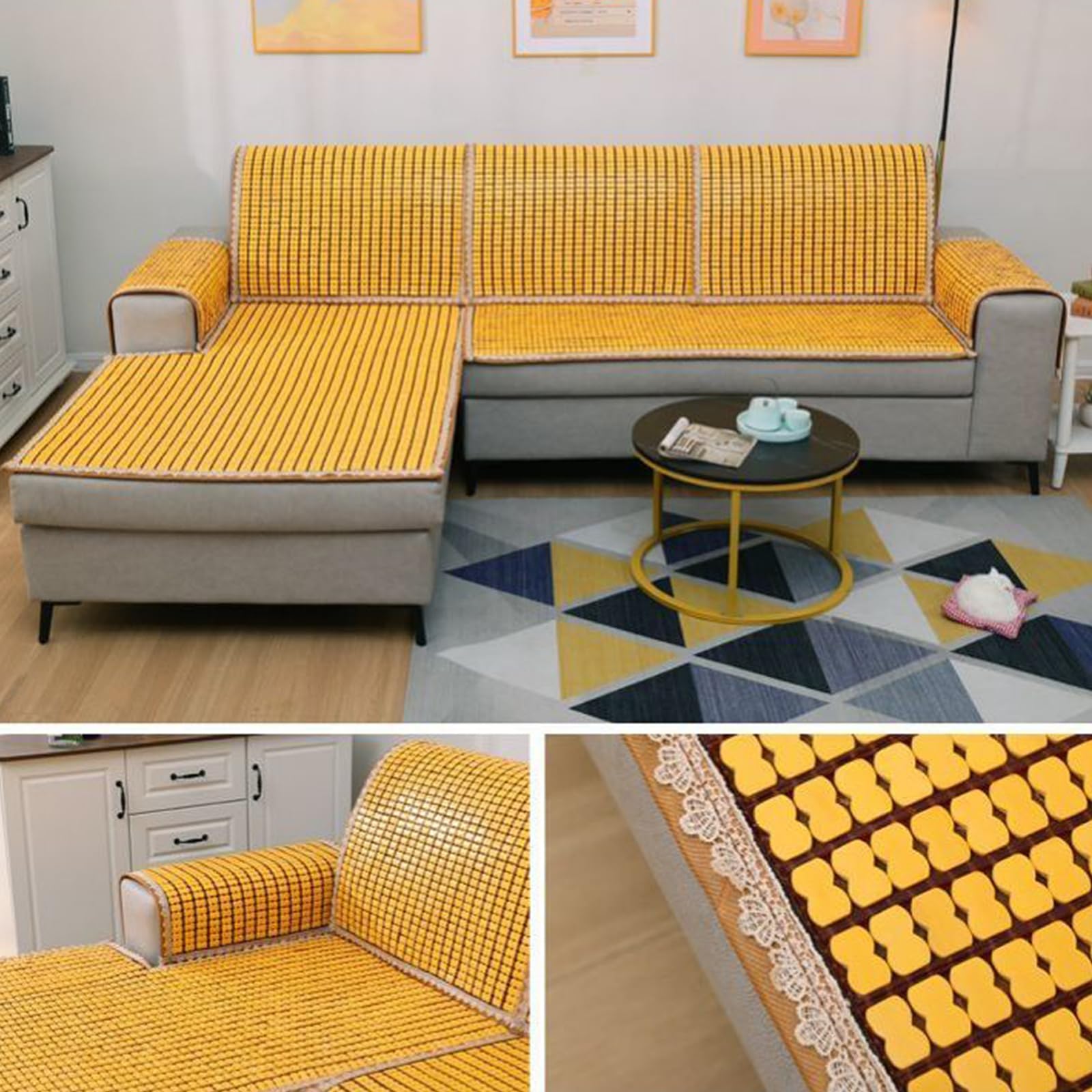 Materassino estivo in bambù, pieghevole, naturale, traspirante, imbottito, per divano letto e pavimento, design salvaspazio, ideale per uso singolo/doppio (40 x 120 cm)