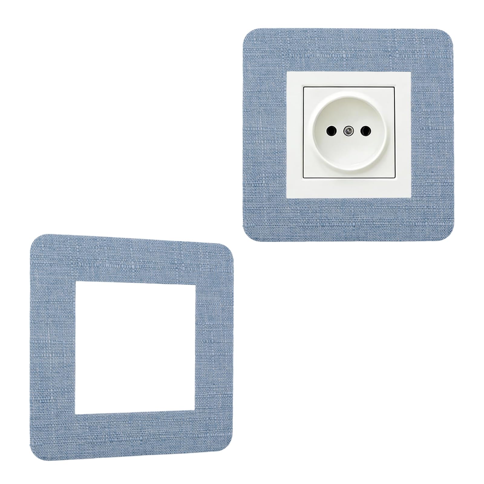 UFURMATE 2Pcs Fabric Light Switch Surround Cover, Fabric Border Sticker for 1-Gang Socket Wall Decoration Outlet Surround Protector for Home Office (Blue)