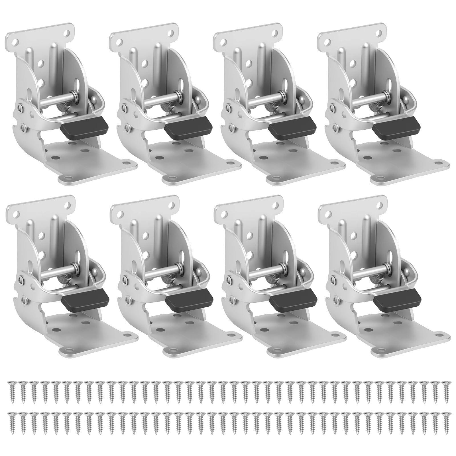 Folding Table Leg Hinge 8pcs Folding Brackets 0-90 Degrees Heavy Duty Lock Extension Support Bracket Self-Lock Hinges(Silver)