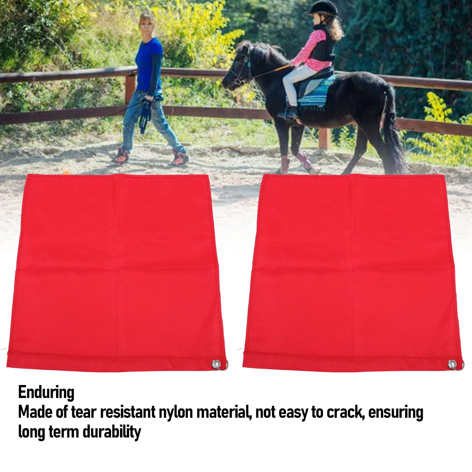 Drapeau d'entraînement équestre Portable en Nylon pour Chevaux, 2 Pièces