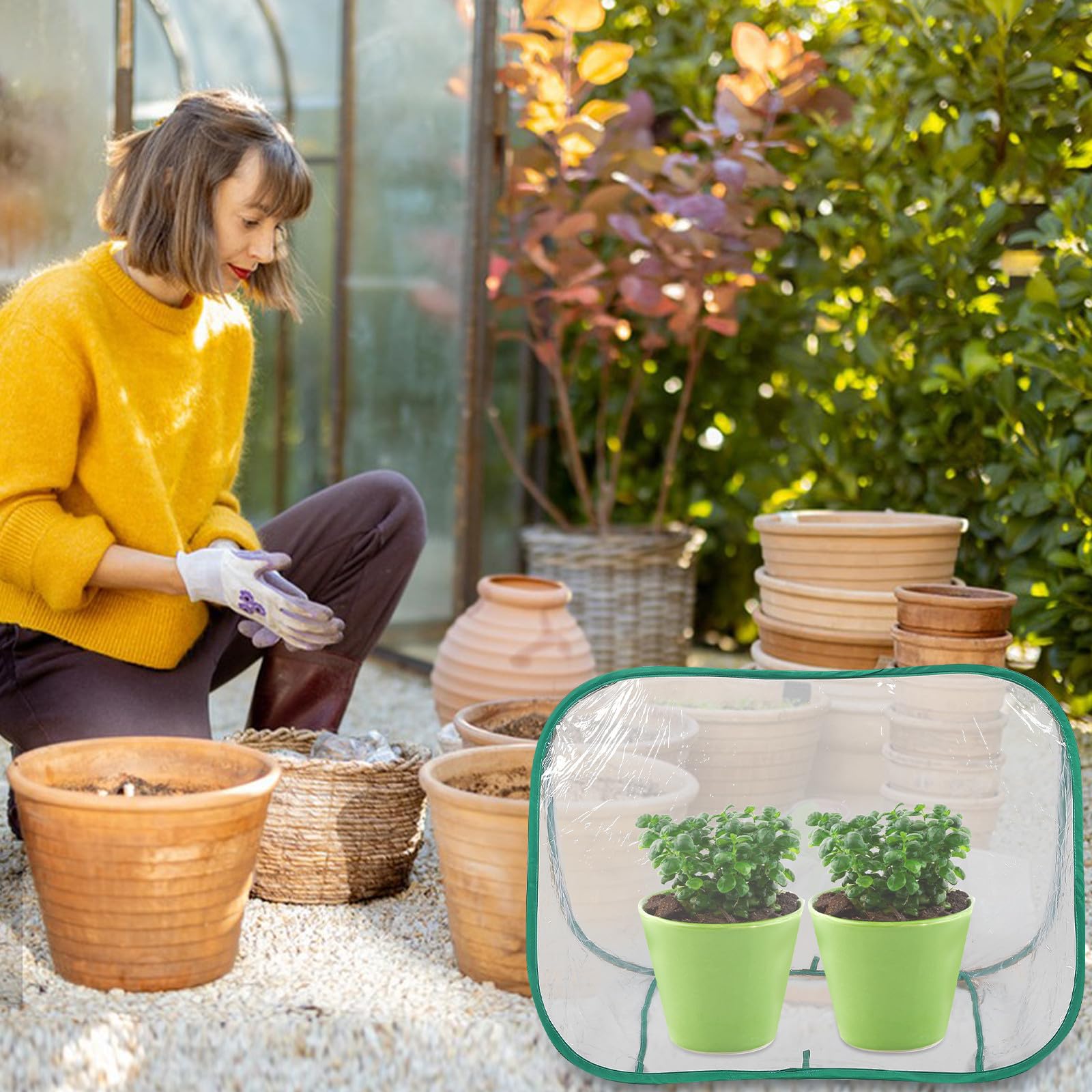Mini PVC para Invernadero Jardín Triangular de Plegable y Balcón