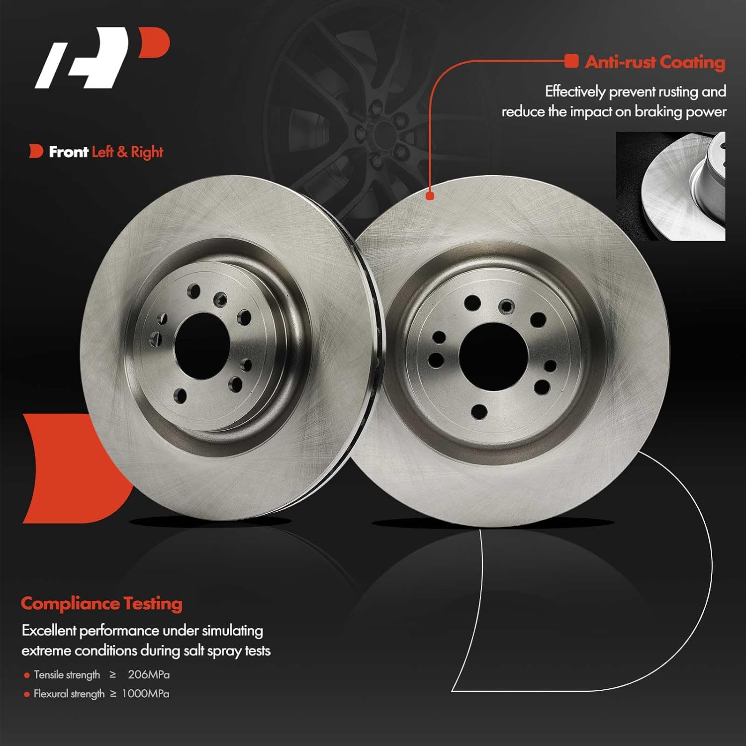 A-Premium 13.78 inch (350 mm) Front Vented Disc Brake Rotors + Ceramic Pads Kit Compatible with Select Mercedes-Benz Models - GL350 2013-2016, GL450 2014, GLS450 2017-2019, ML350 2012-2015, ML400 2015