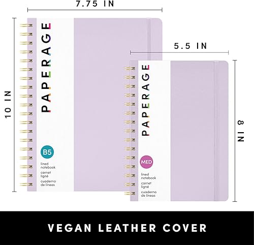 Miniatura 2 de PAPERAGE - Cuaderno y diario de espiral con hojas rayadas, tapa dura, 160 páginas, tamaño mediano 5.5 x 8 pulgadas, papel grueso de 100 gm, espiral