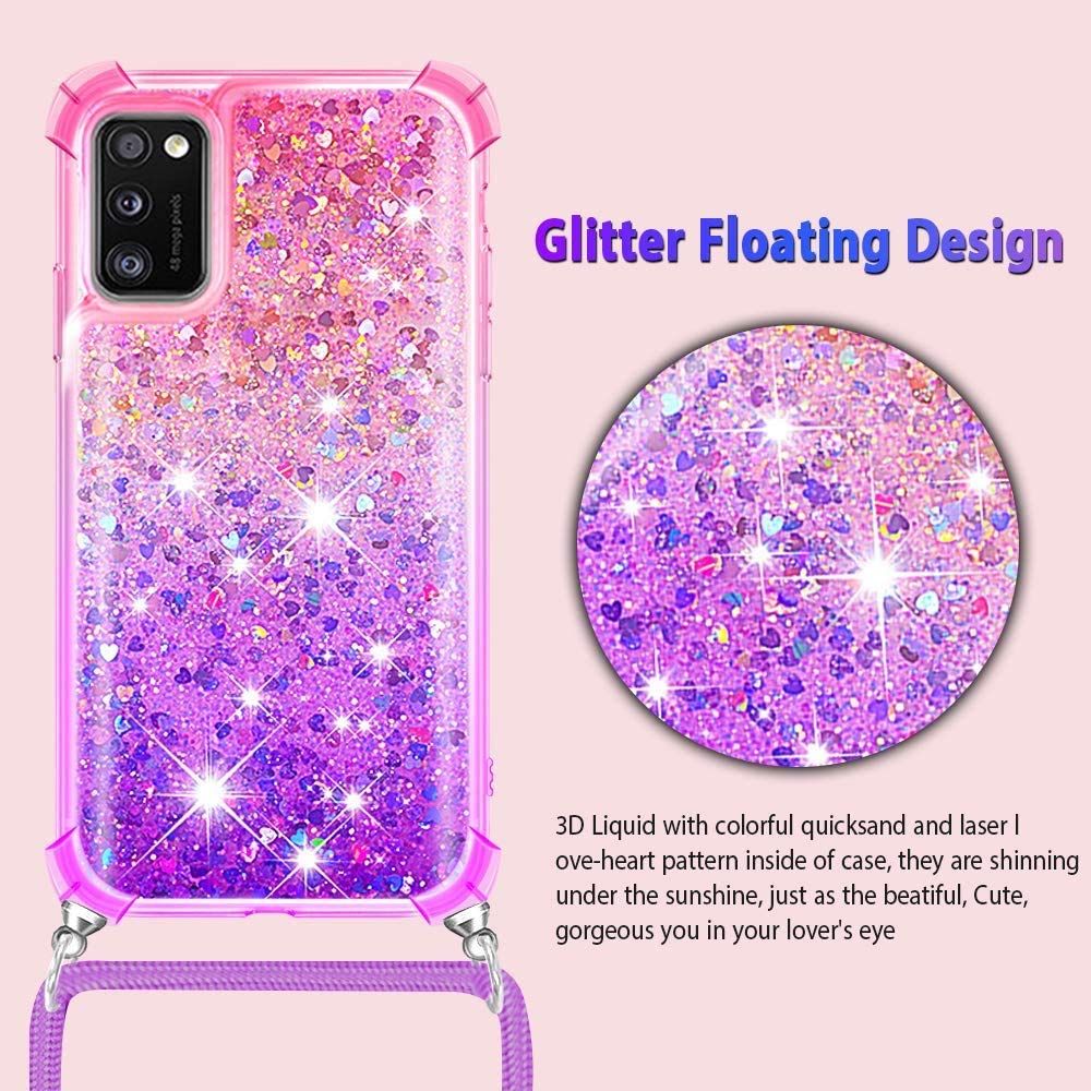 PekaTech Custodia per Cellulare con Corda per LG Velvet 4G/5G/ LG G9 Case, Liquido Sabbie Mobili Bumper TPU Cover con Collana Practical Stylish/Necklace Cordoncino Cordino Tracolla, Argento
