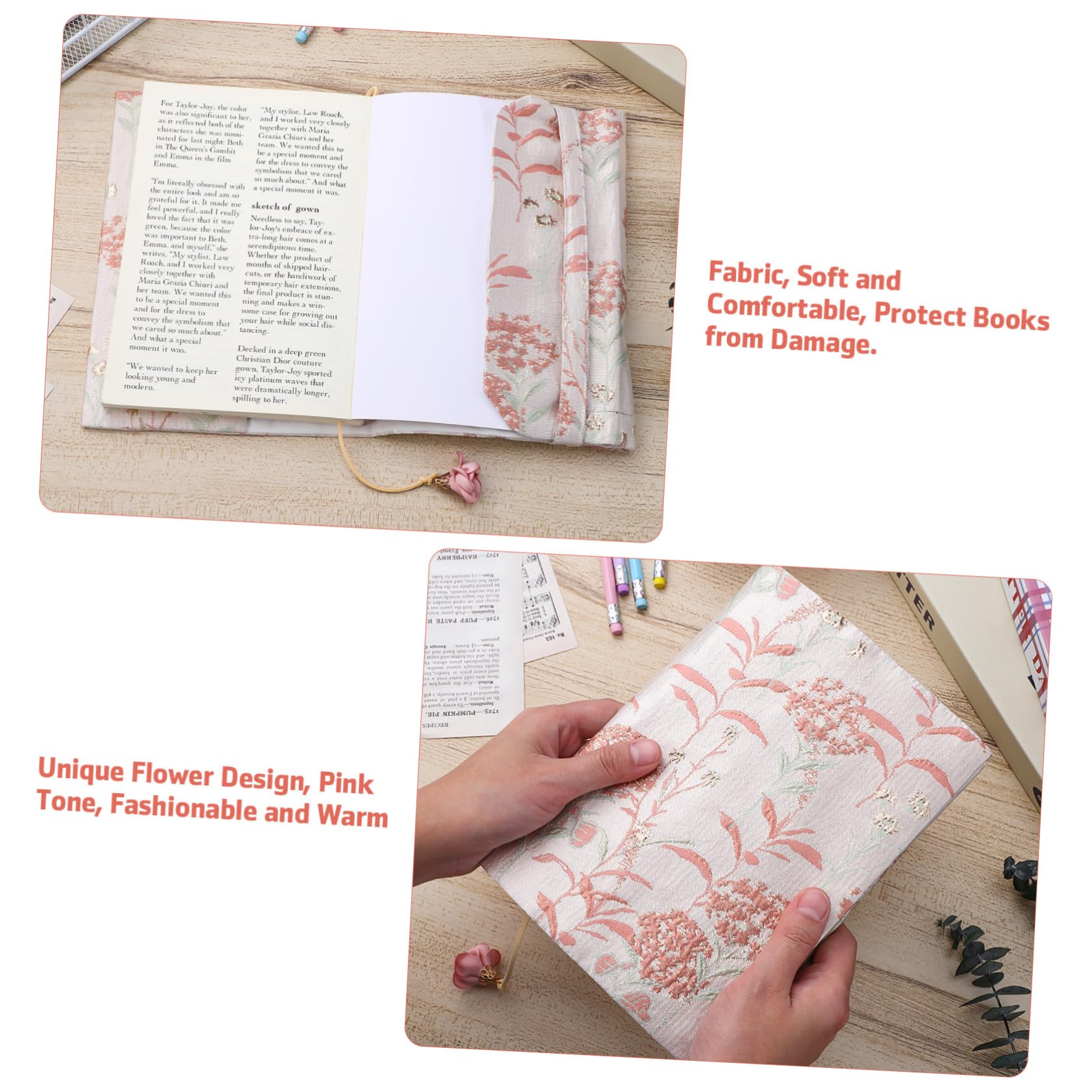 VILLCASE 3pezzi Copertina Per Libri Tessuto Elegante Con Segnalibro Integrato Design Estetico e Comfortevole Per Libri Di Testo e Scrapbook Protezione Morbida e Decorativa Per Lettura Stile