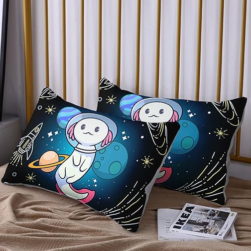 Miniatura 5 de HOSIMA - Juego de ropa de cama con diseño de ajolote para la decoración del dormitorio de niños, patrón de ajolote de dibujos animados del espacio,