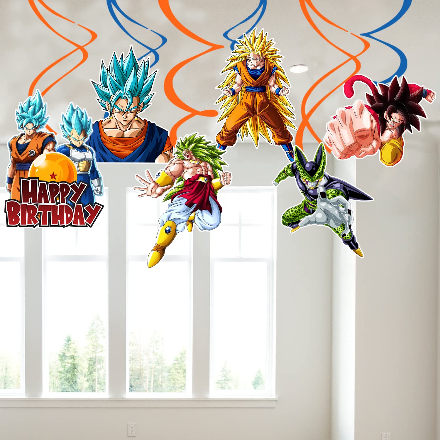 ZYOZIQUE 6 Pack Dragon Party Decorations Hanging Swirl Banner Decor Anime Theme Party Supplies Birthday Party Banner Hanging Swirls Video Game Party Favors Ceiling Spiral Room Decor For Kids,Orange