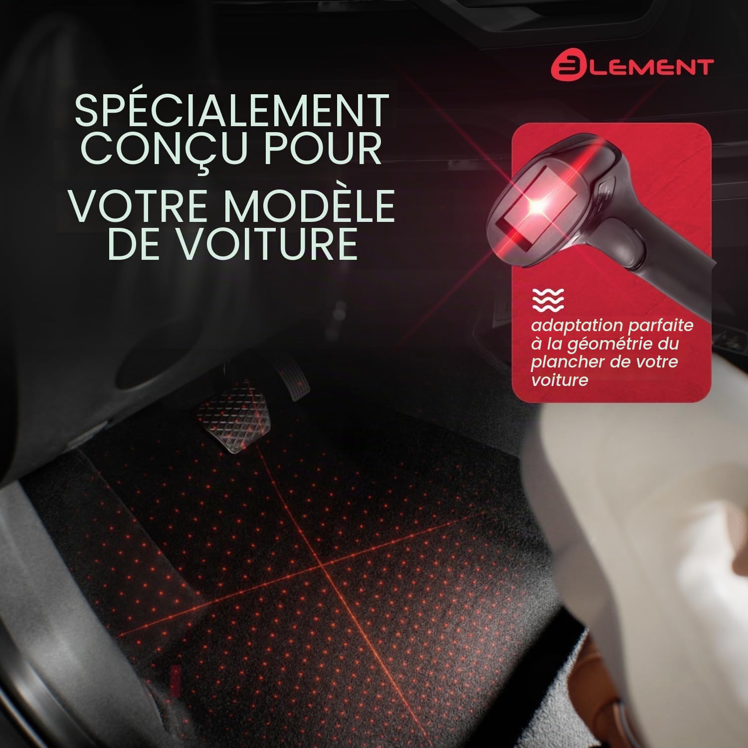 Element Tapis de Sol Voiture en TPE pour 3D Fiat 500x, 2014->, (Europe), sur Mesure, antidérapants, imperméables, Bords Hauts, Protection Toutes Saisons, Facile à Nettoyer