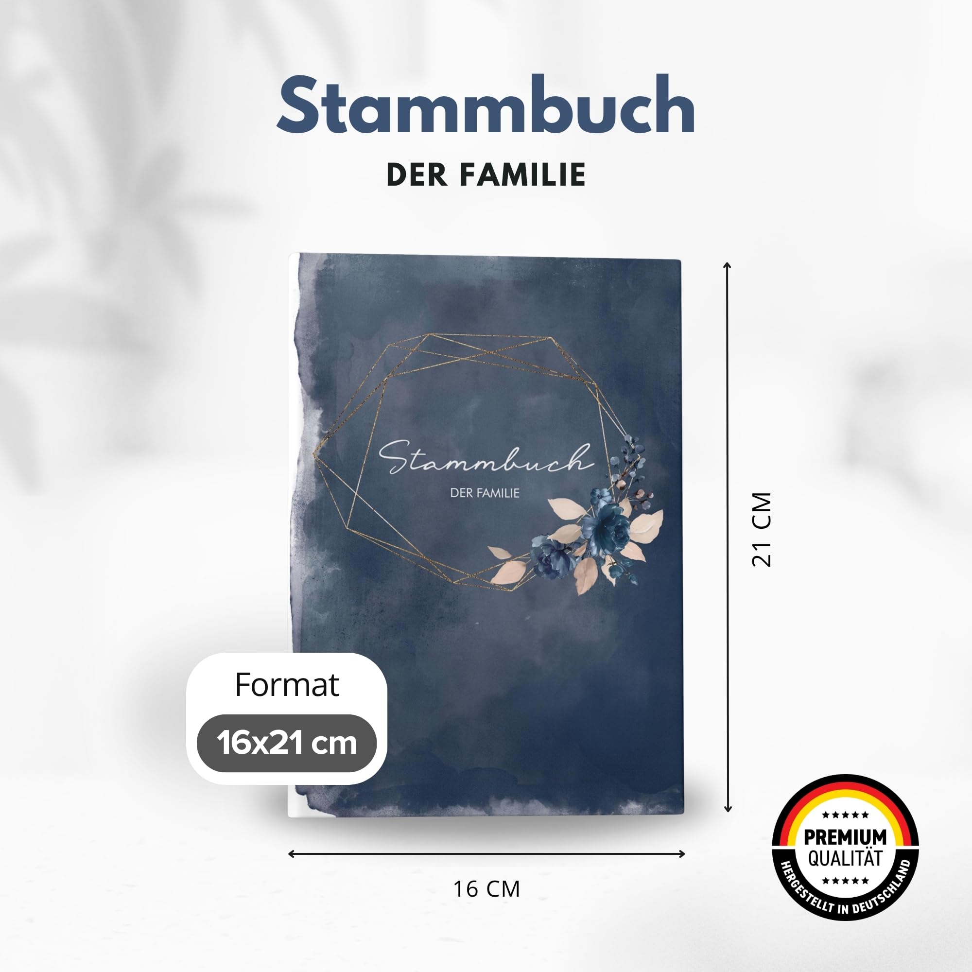Stammbuch zur Hochzeit Standesamt - Stammbuch der Familie - Familienstammbuch inkl. Einleger - Watercolor Breeze Blau - 16x21 cm