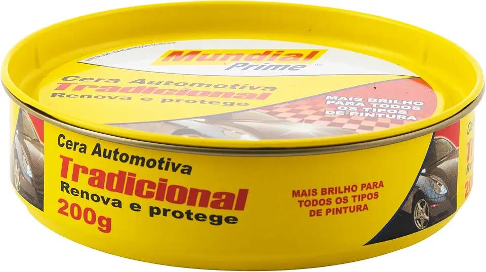 Cera Automotiva Mundial Prime 200 g – Proteção de Pintura & Brilho Intenso para Carros, Motos e Veículos em Geral