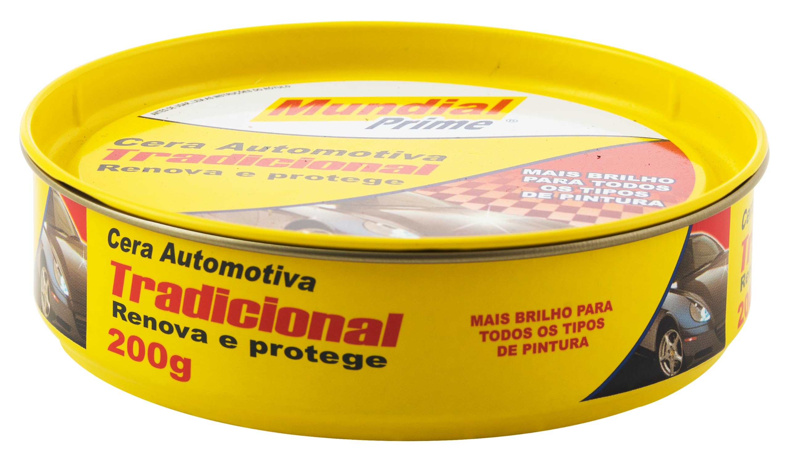 Cera Automotiva Mundial Prime 200 g – Proteção de Pintura & Brilho Intenso para Carros,