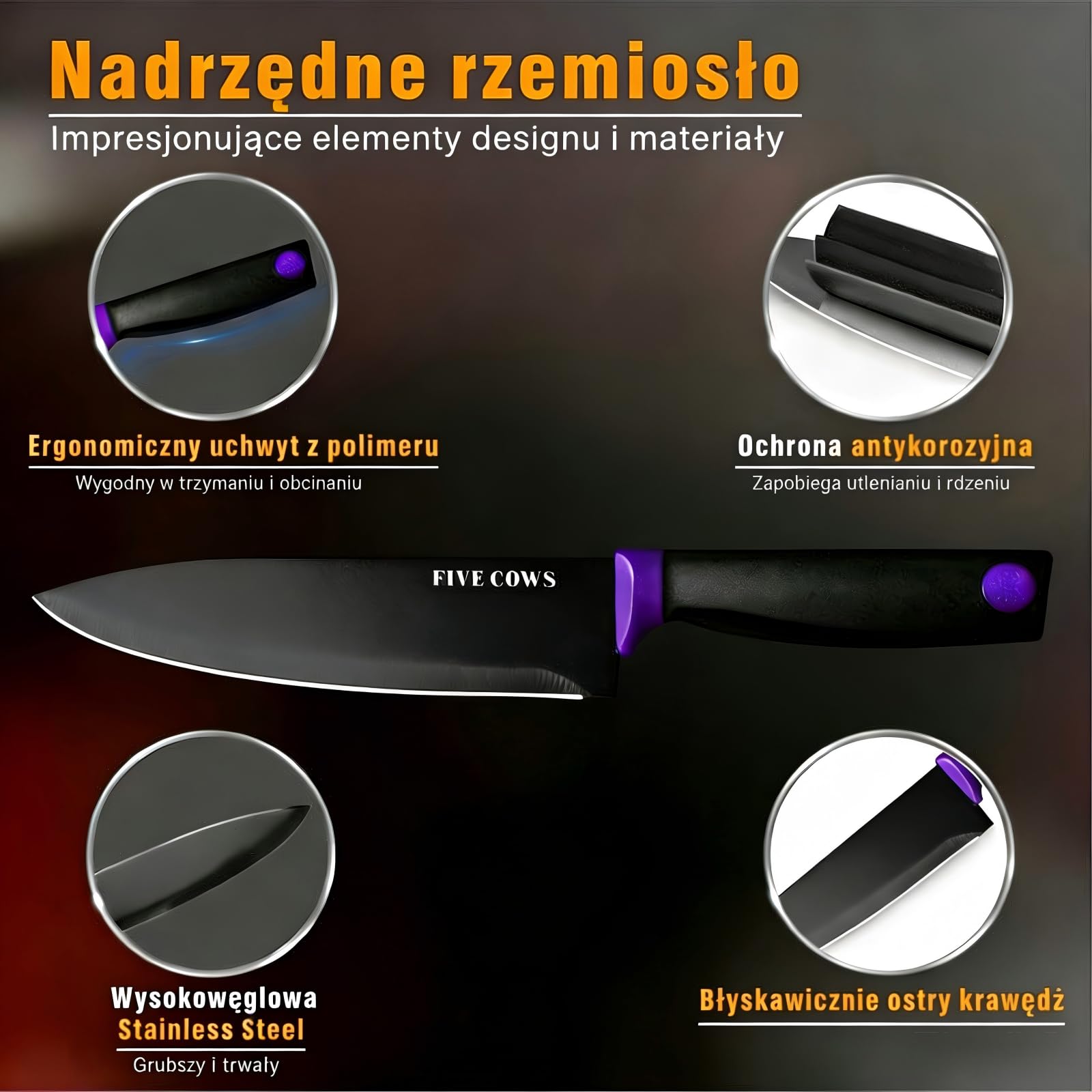 14-elementowy zestaw noży kuchennych, wytrzymały zestaw noży do gotowania o ostrzu jak brzytwa z niemieckiej stali nierdzewnej w bloku i szlifierce, profesjonalny zestaw noży do kuchni (Fioletowy)