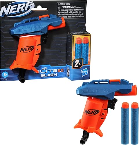 Miniatura 2 de Nerf Elite 2.0 Slash Blaster, incluye 2 dardos Nerf Elite, mango de tracción para prima, pistola de espuma de juguete para juegos al aire libre para