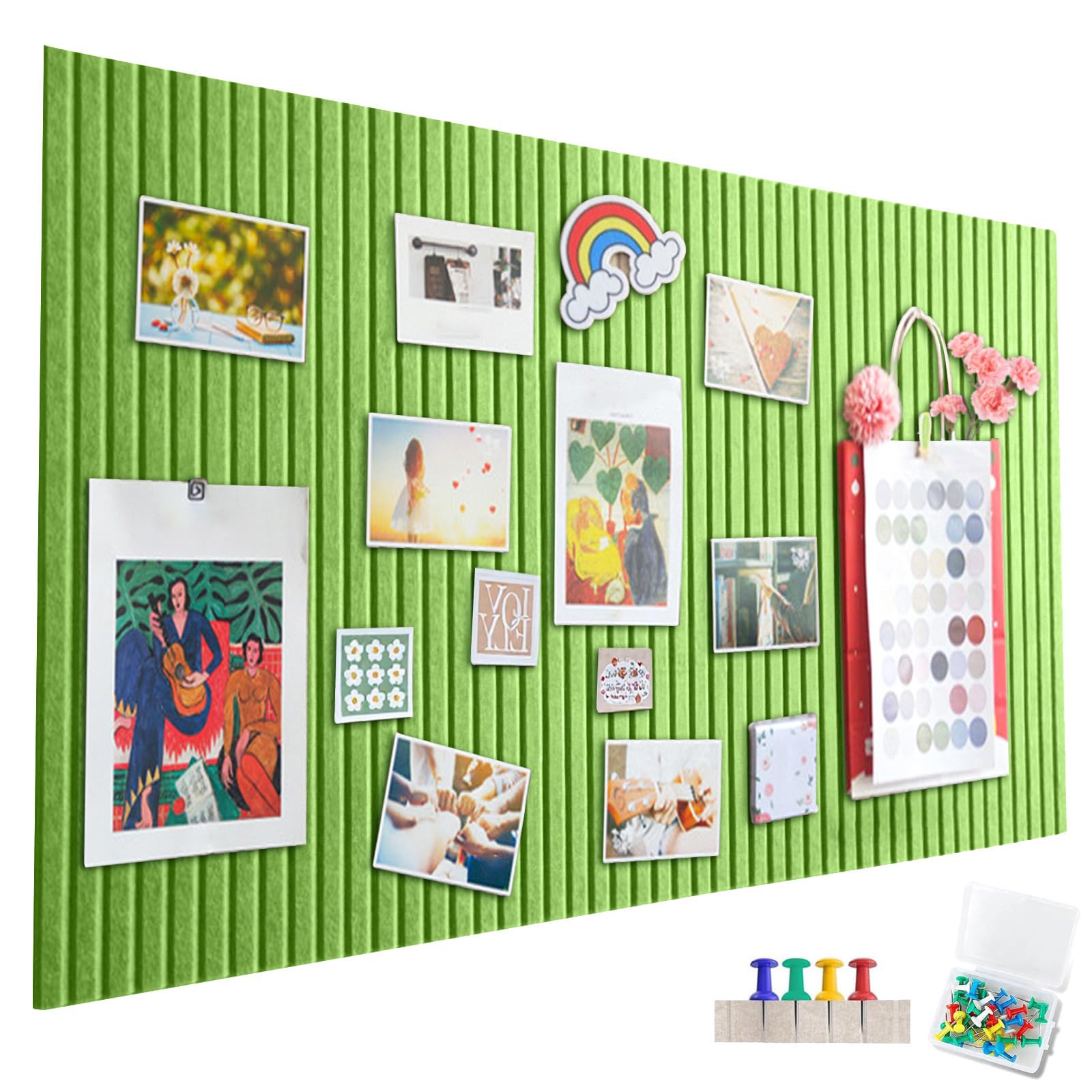 Large Felt Notice Board, 60 x 40 cm, Decorative Felt Noticeboard, Foldable, Memo Board, Memo Board, Wall Decoration, Office Kitchen, Fruit Green