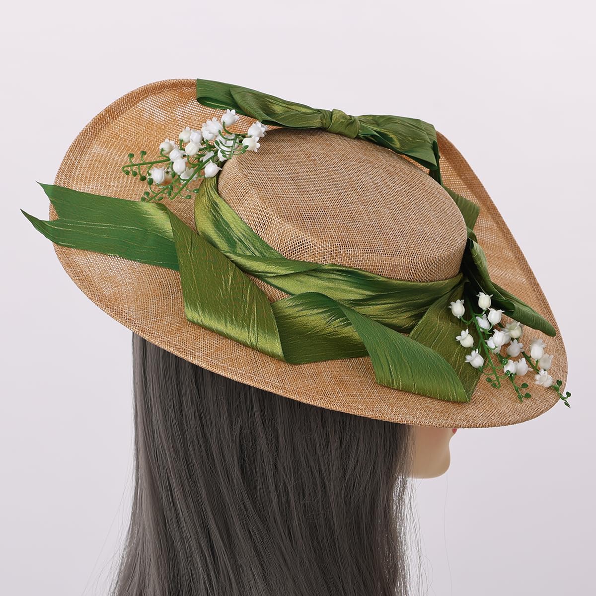 COSDREAMER Chapeau de Soleil Victorien pour Filles et Femmes avec nœuds et Fleurs